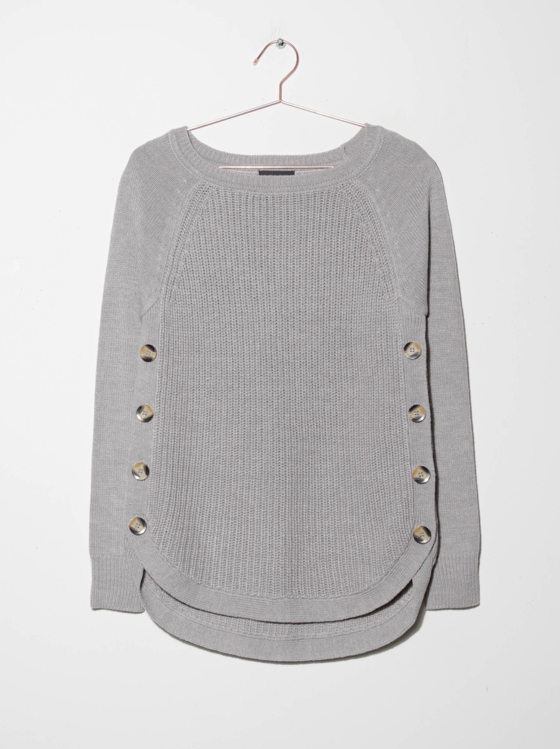 Side neck button outlet sweater