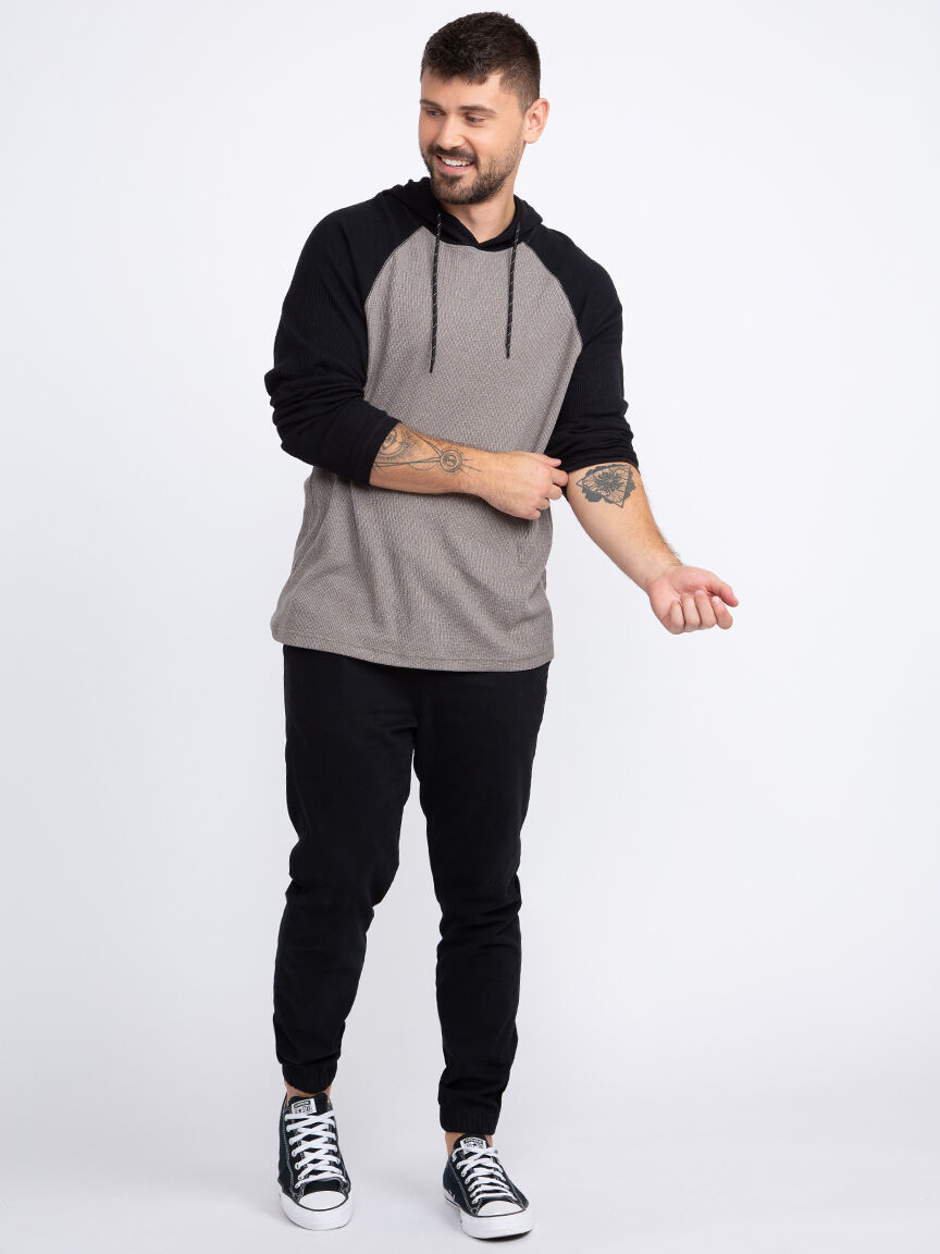 Hooded hot sale waffle henley