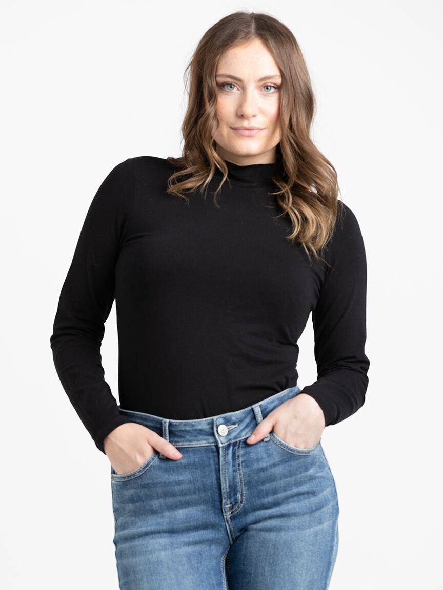 Womens mock neck hot sale long sleeve