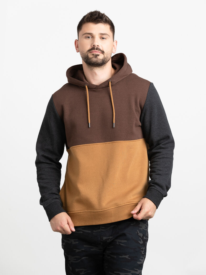 Men s 3 Tone Colour Block Hoodie Warehouse One