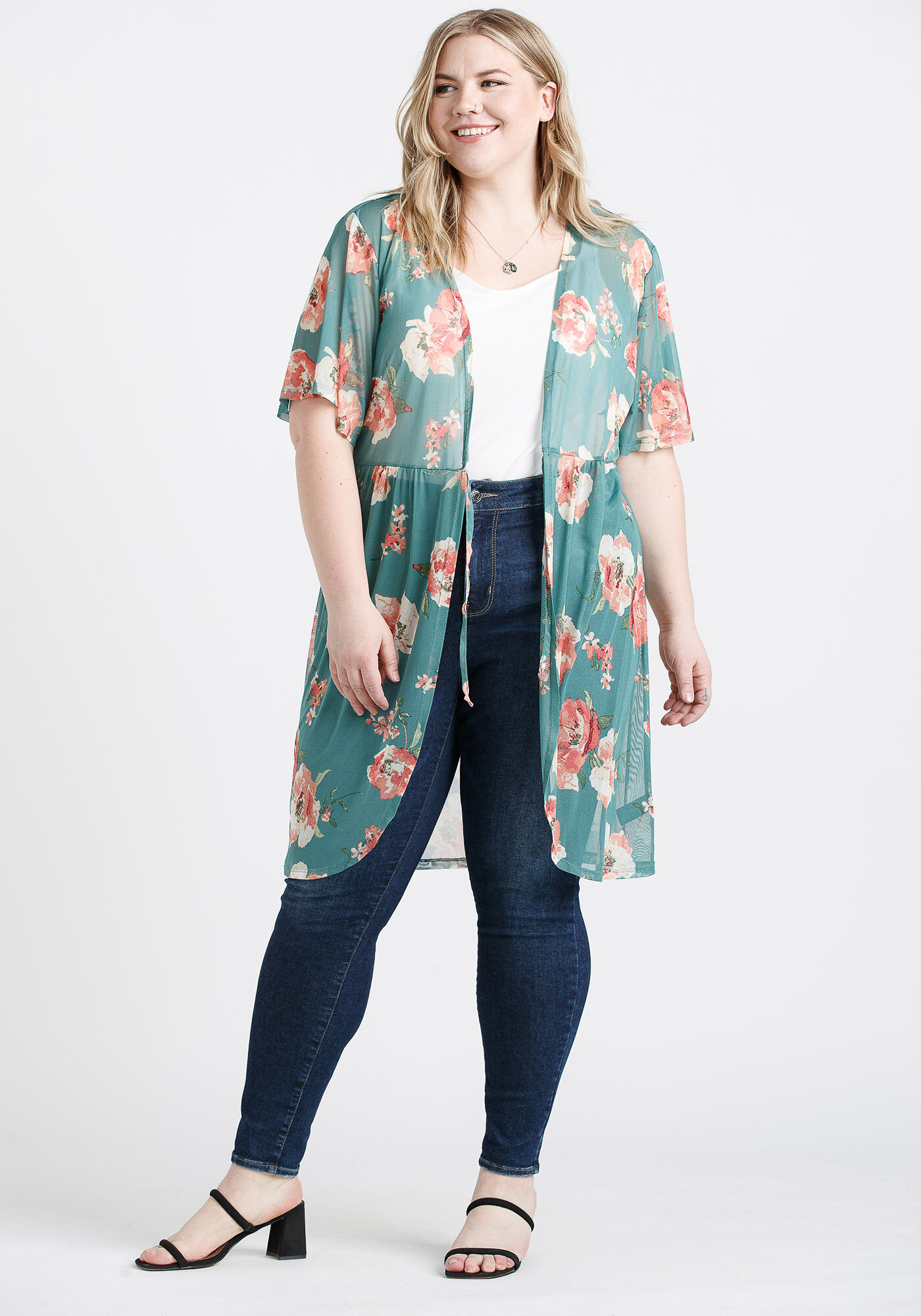 Floral mesh cardigan sale