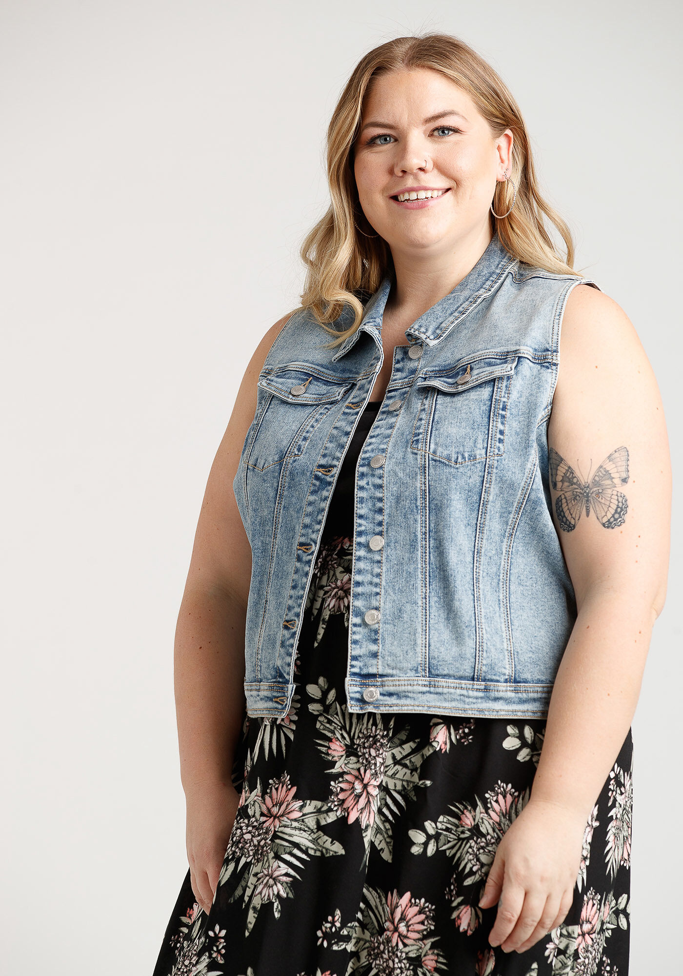 Denim vest 2025 womens plus size