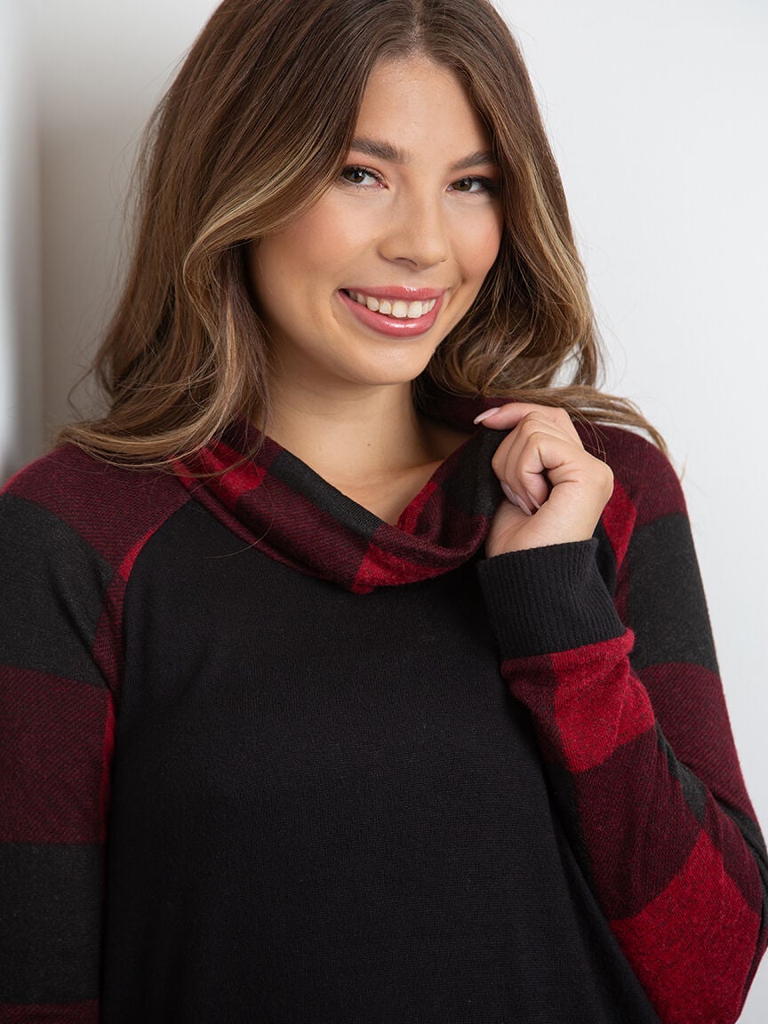 Plaid cowl 2025 neck sweater