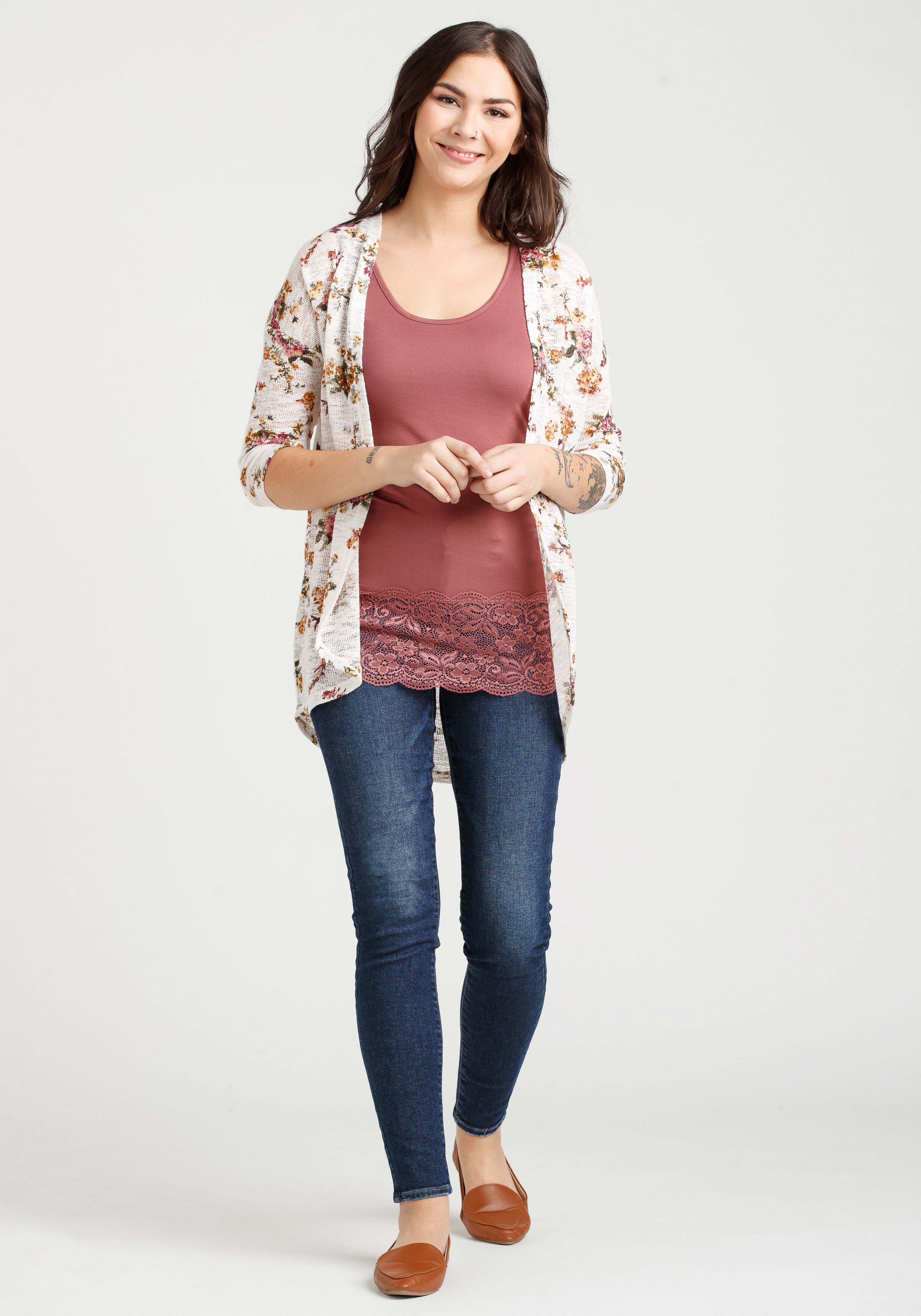 Floral cardigan plus on sale size