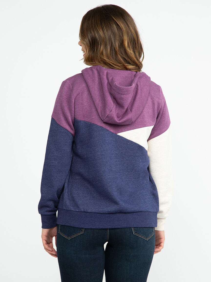 Purple color block hoodie hotsell