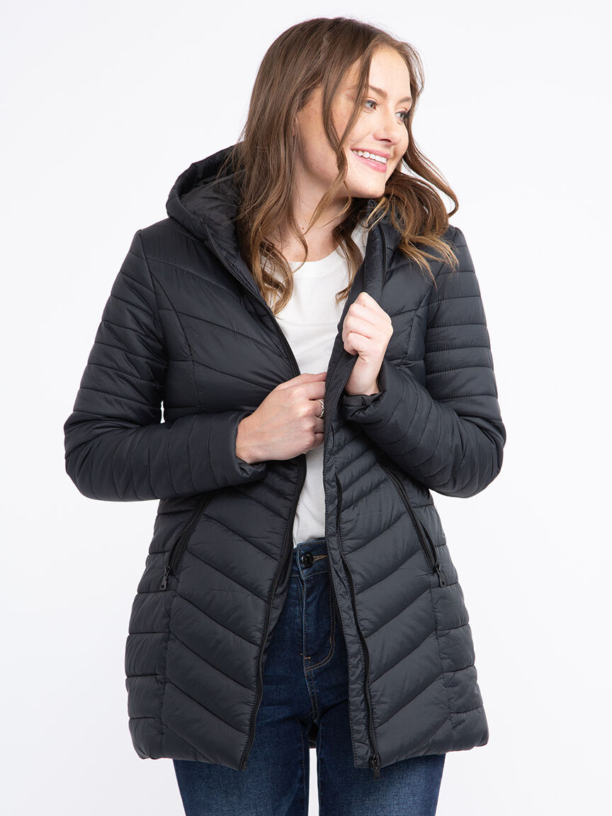 Light long puffer jacket on sale