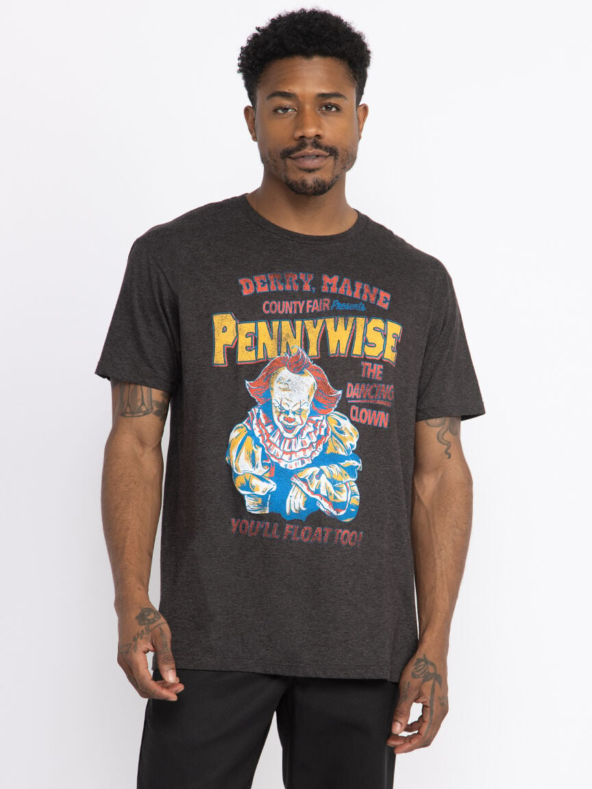 Men s pennywise the dancing clown tee Warehouse One HEATHER CHARCOAL L