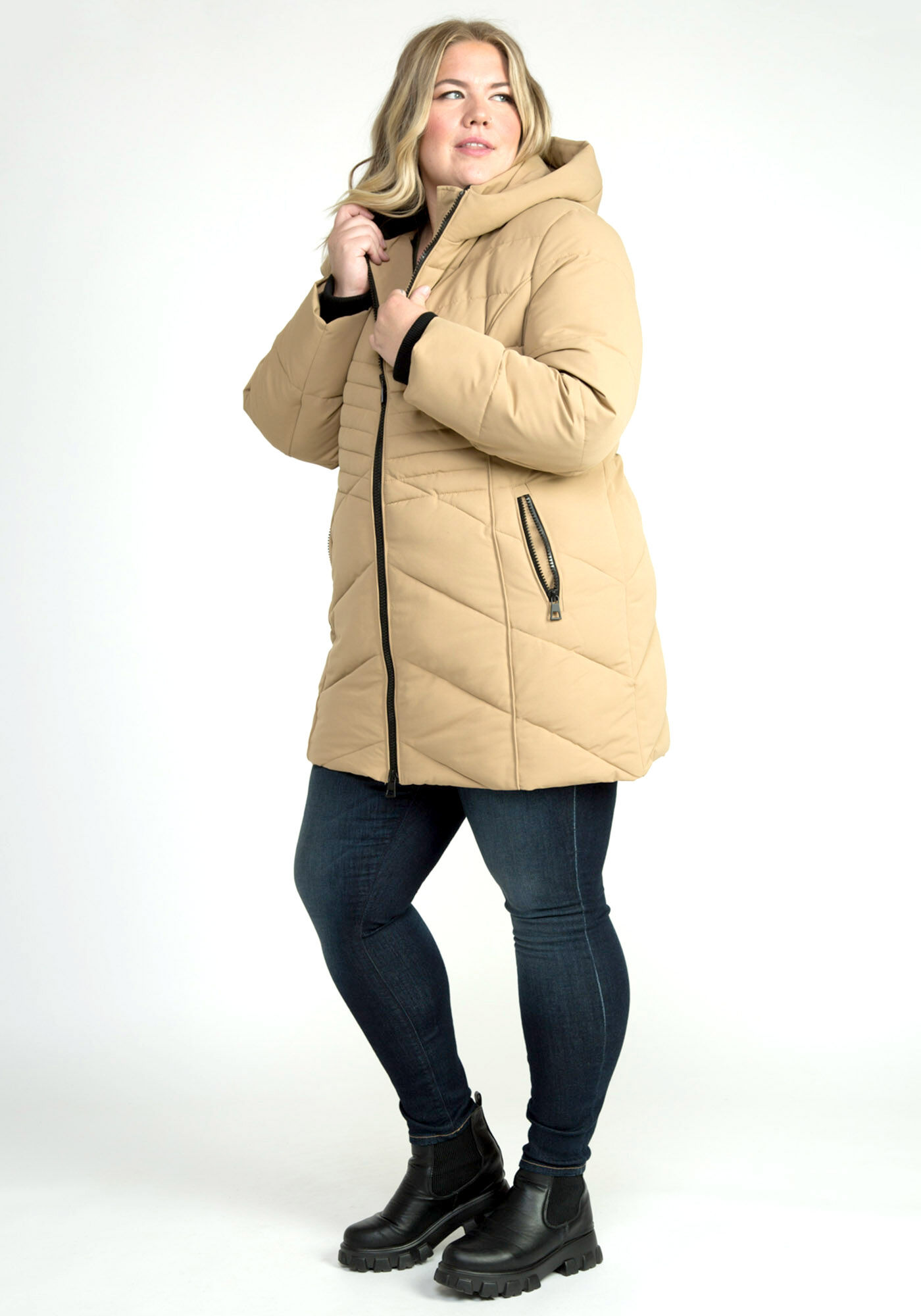 Quilted cheap hooded parka