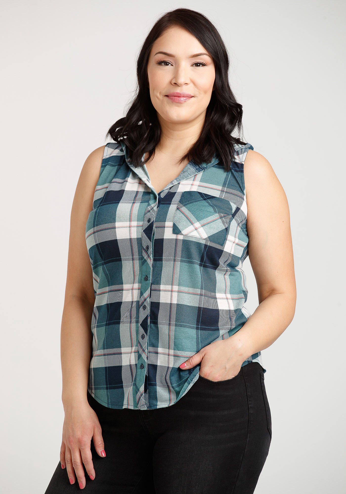 Plus size 2025 plaid hoodie