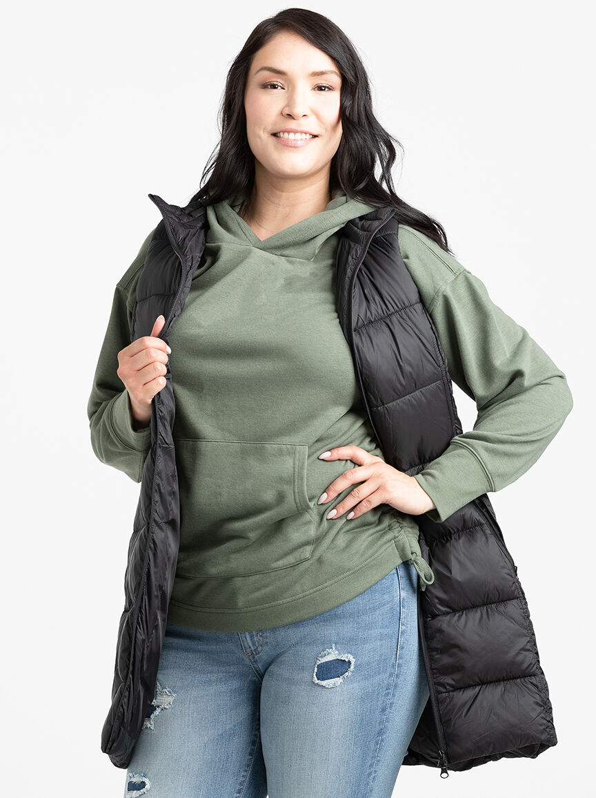 Plus size cheap long puffer vest