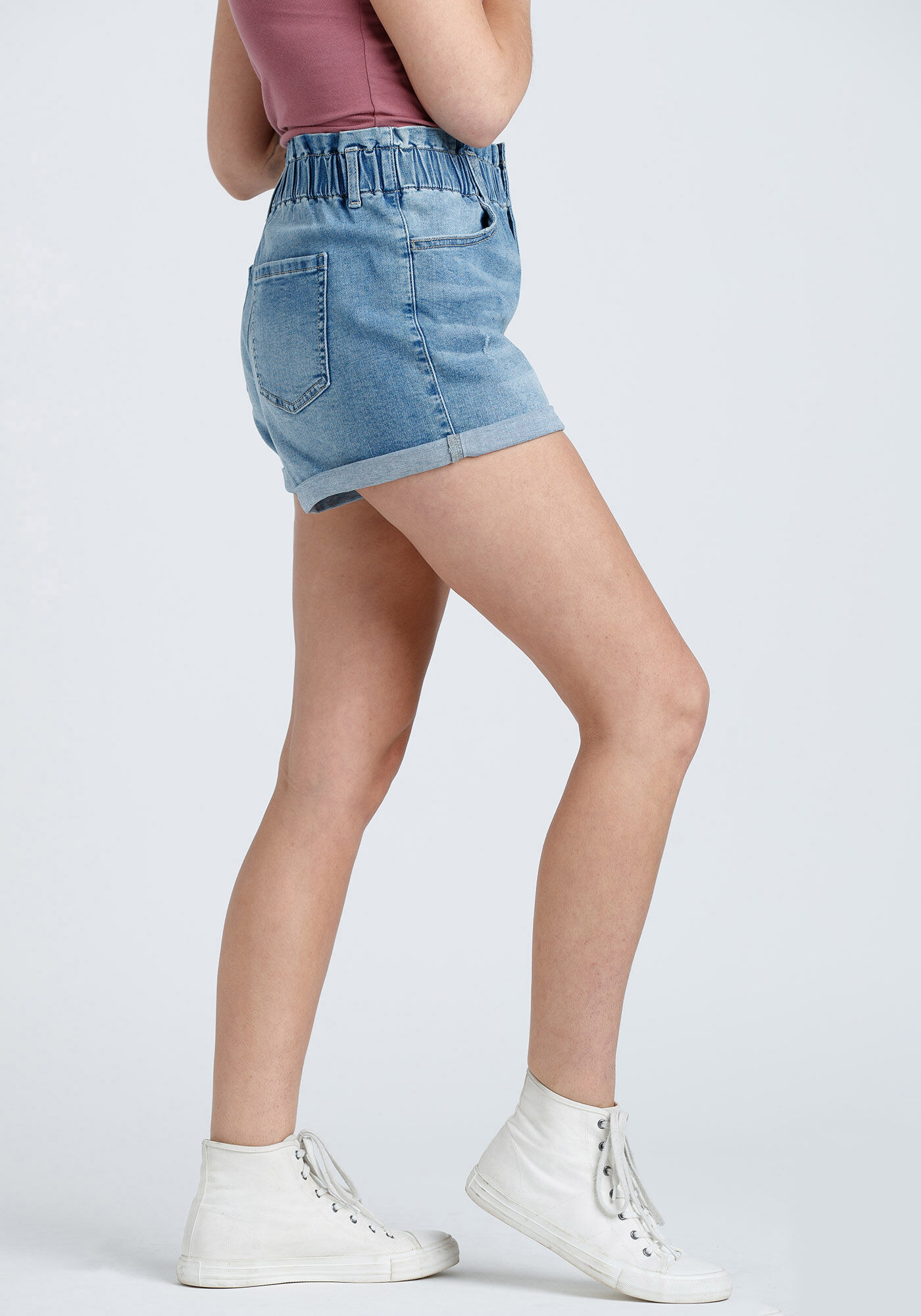 Womens jean shorts hot sale with elastic waistband