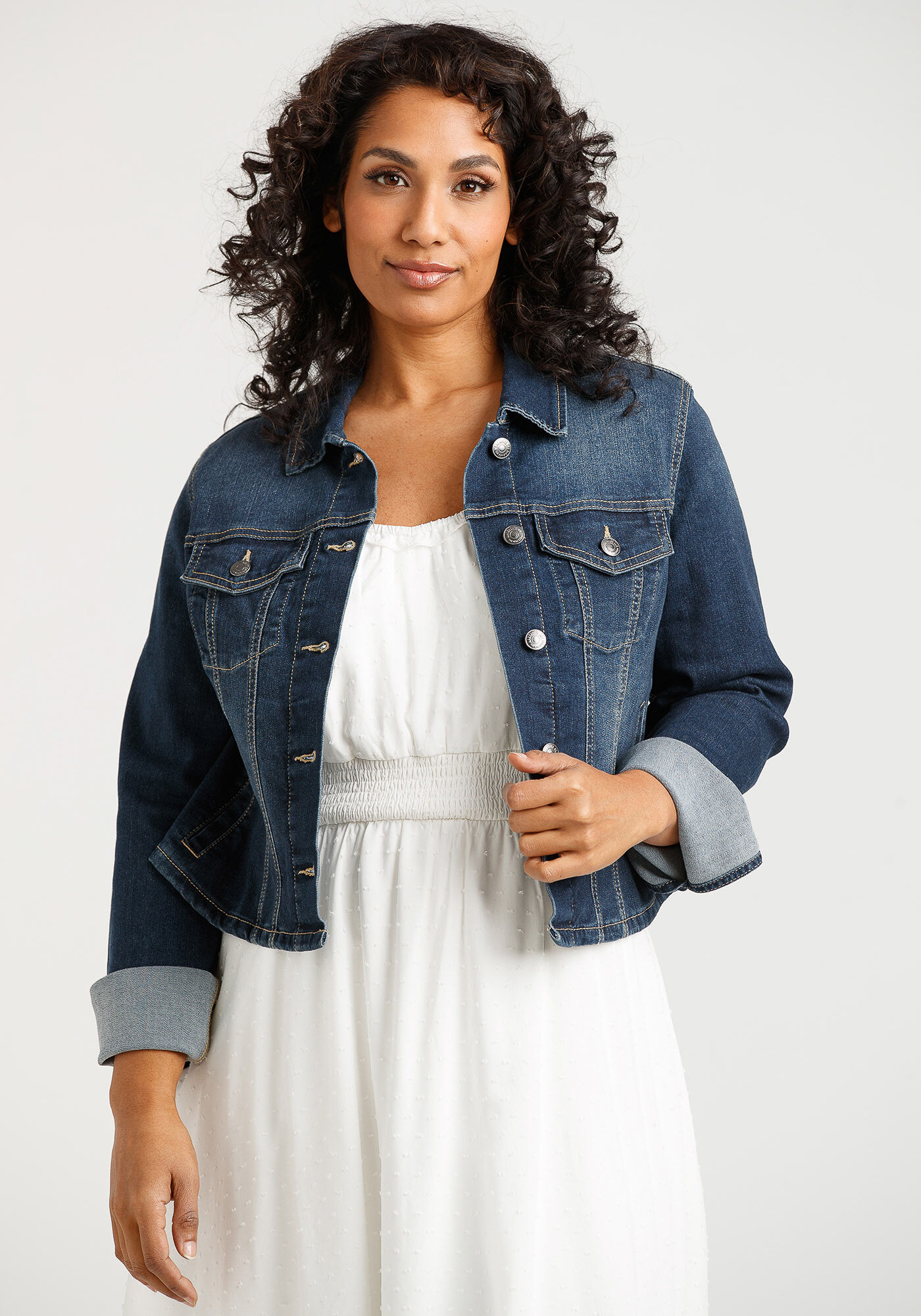 Plus cropped denim jacket sale