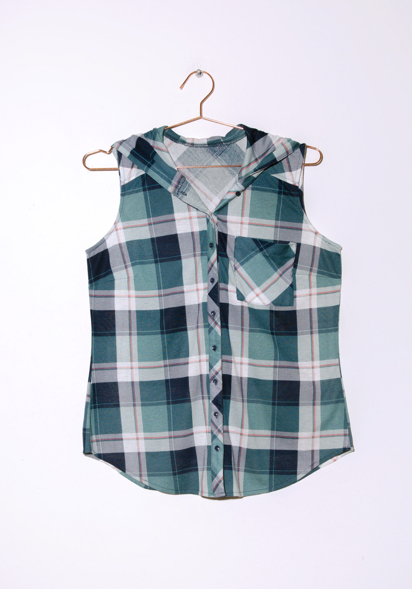 Sleeveless cheap flannel hoodie