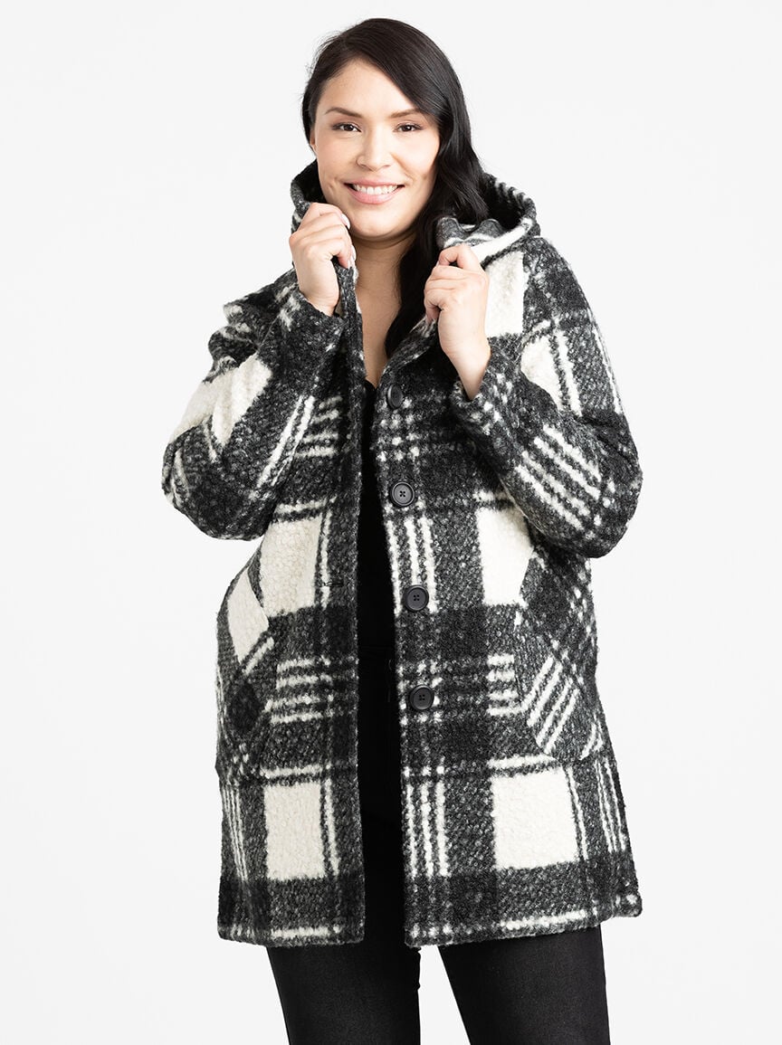 Plaid wool clearance coat womens