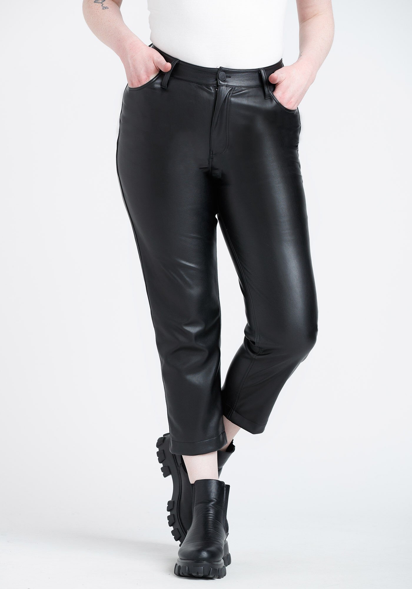 Leather best sale crop pants