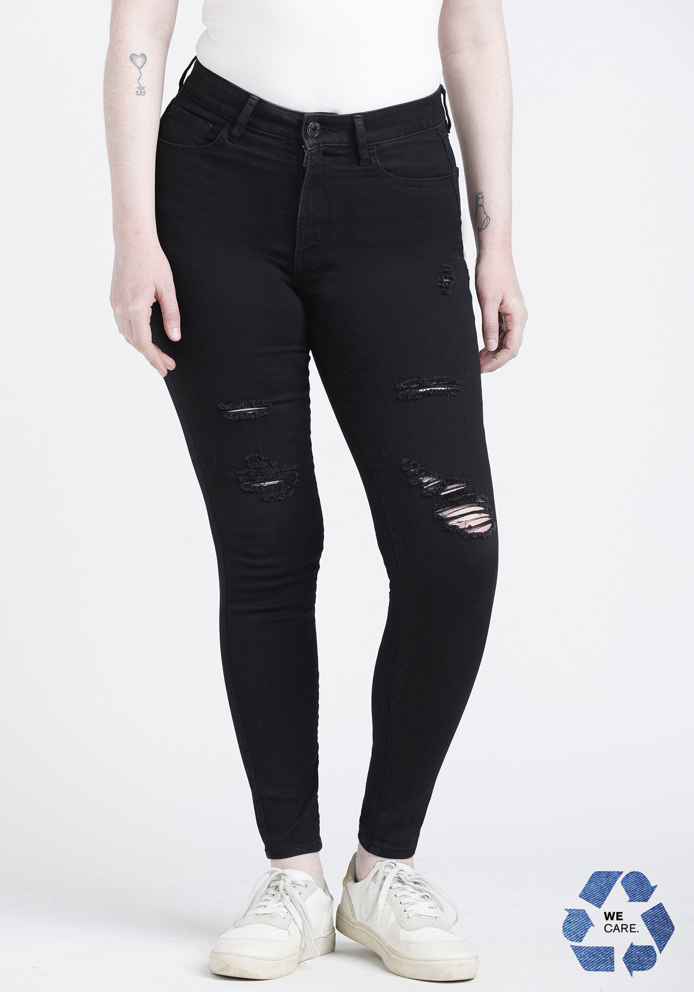 Black ripped jeans high hot sale rise