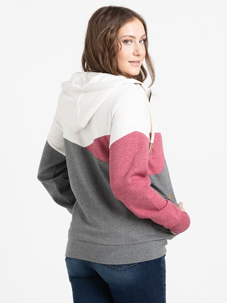 Color block zip sale up hoodie