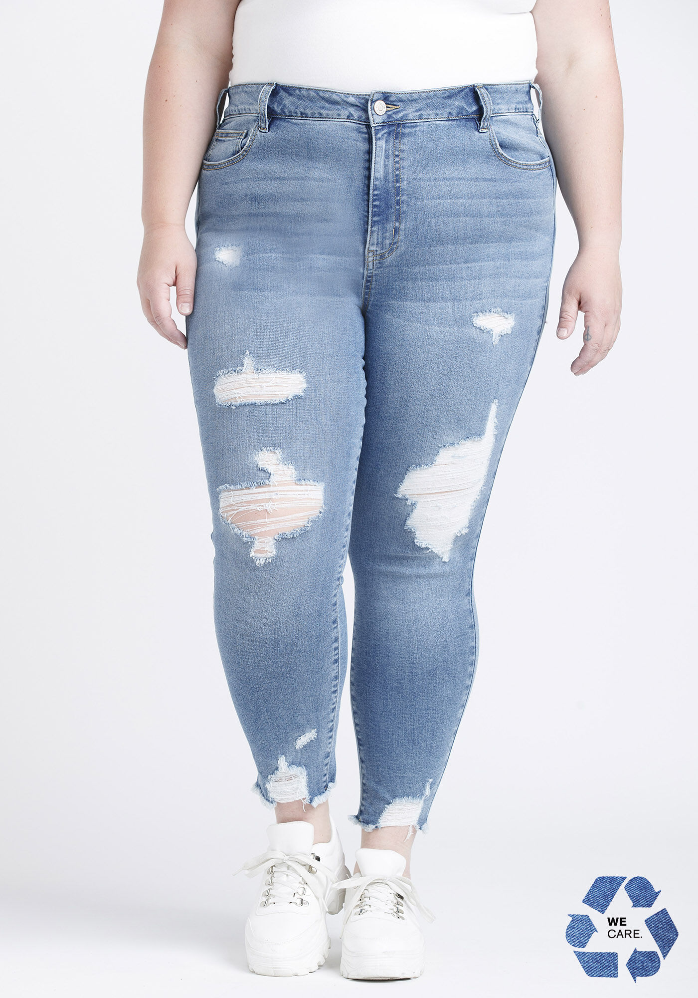 Womens high best sale waisted distressed jeans