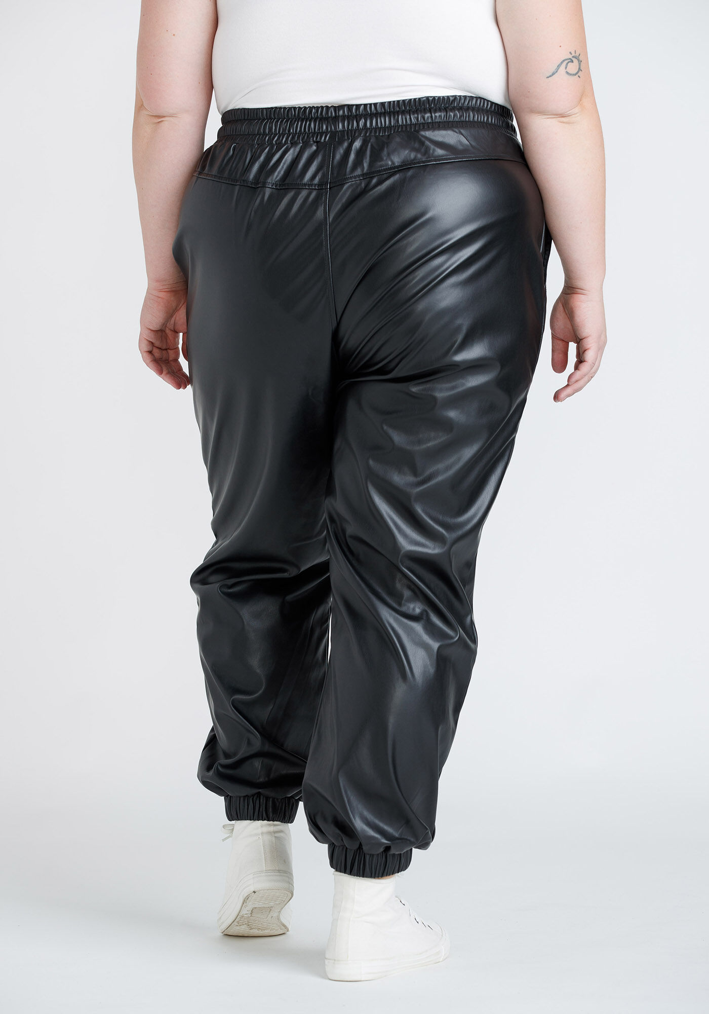 Plus size best sale leather joggers