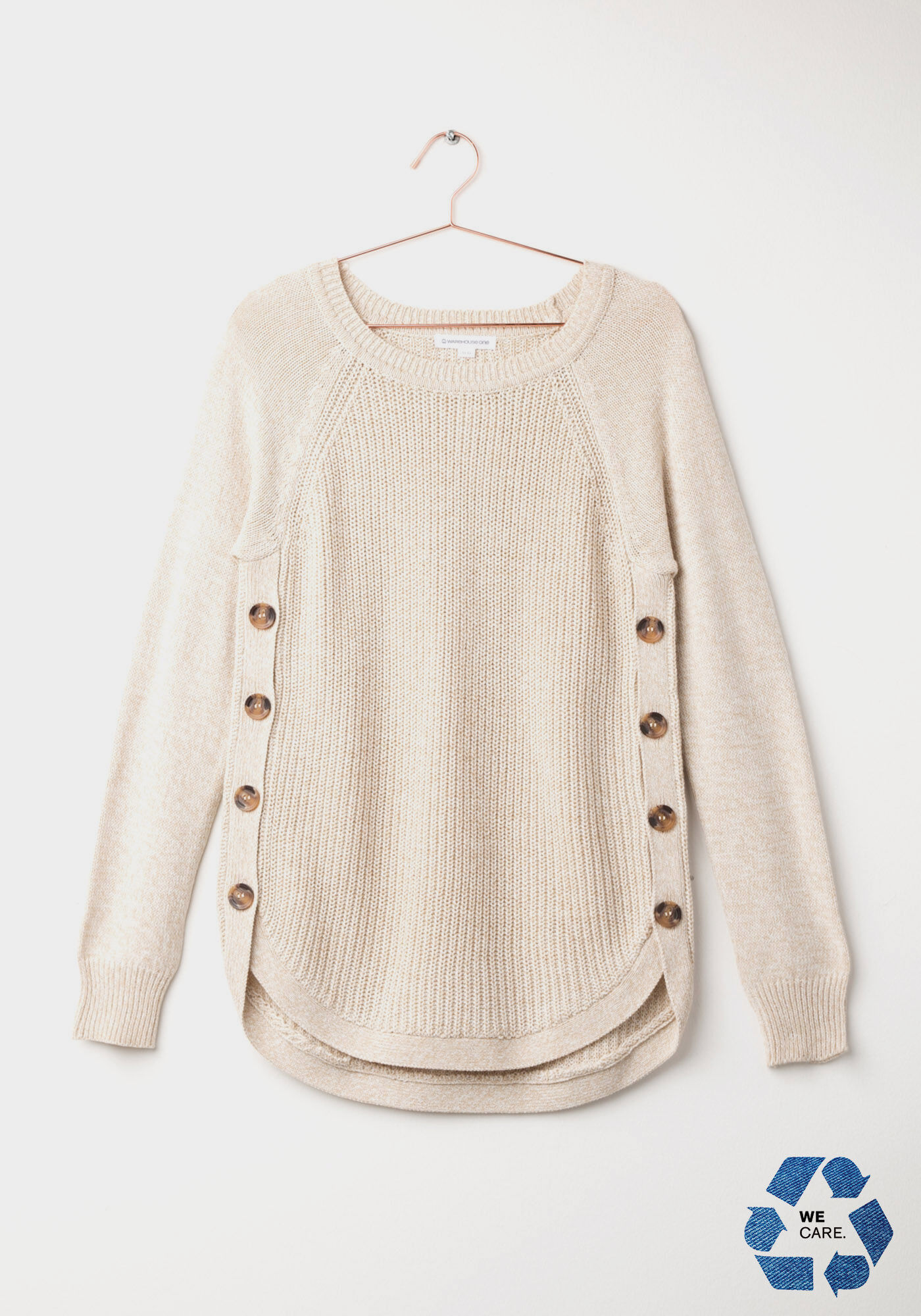 Rowca side button cotton blend pullover new arrivals