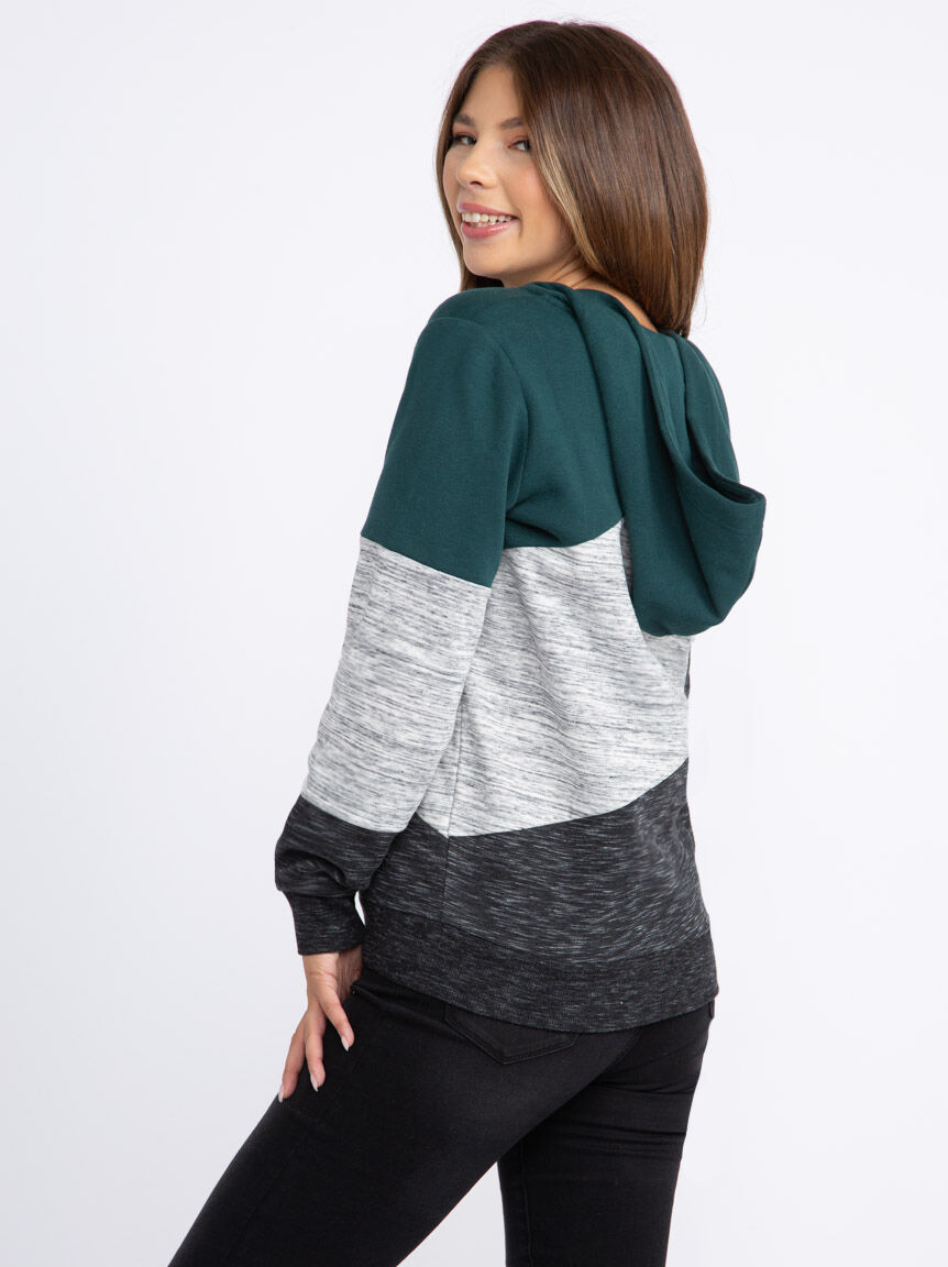 Hooded lace shop up sweatshirt