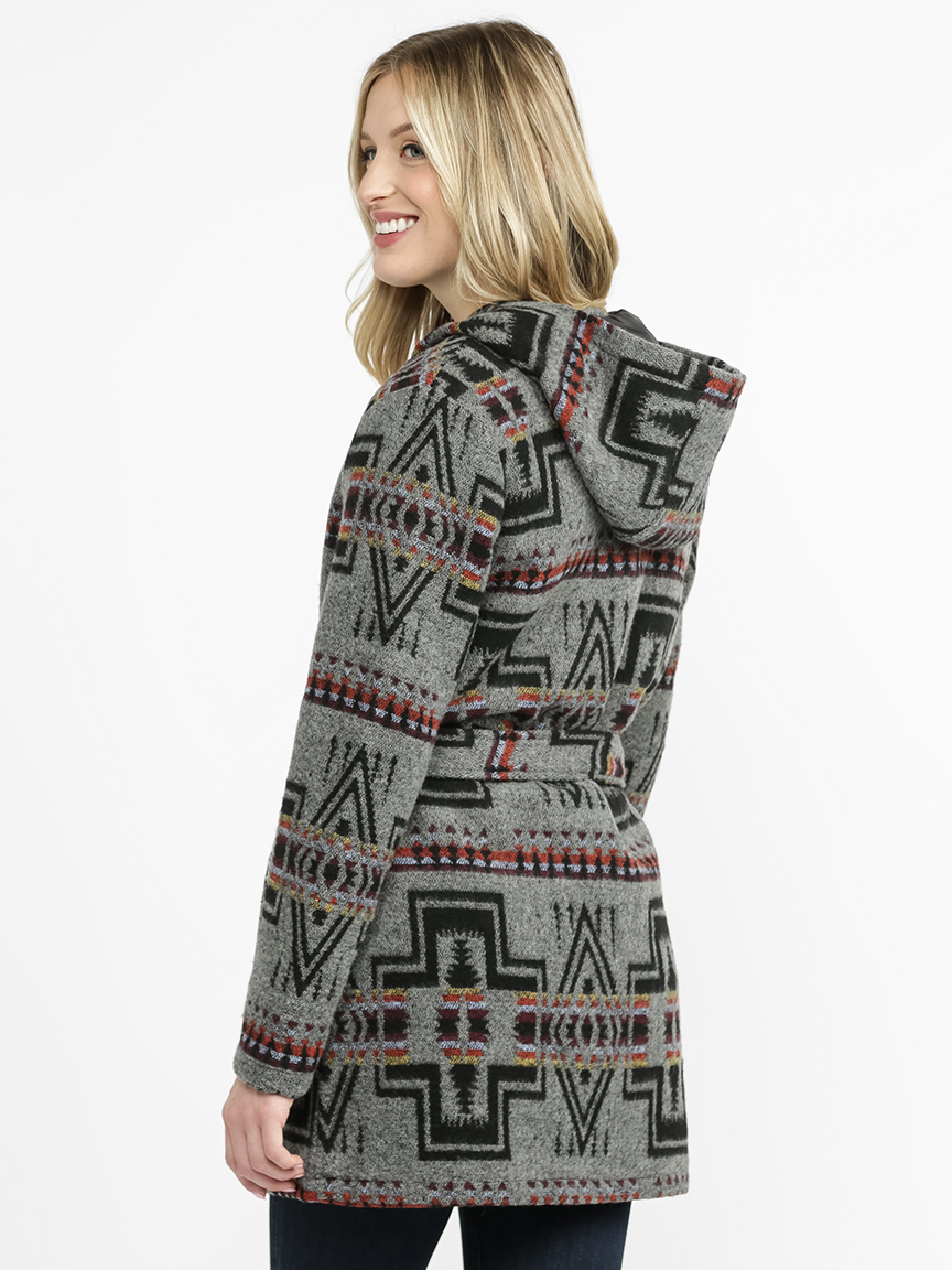 Women's Geometric Hooded Coat