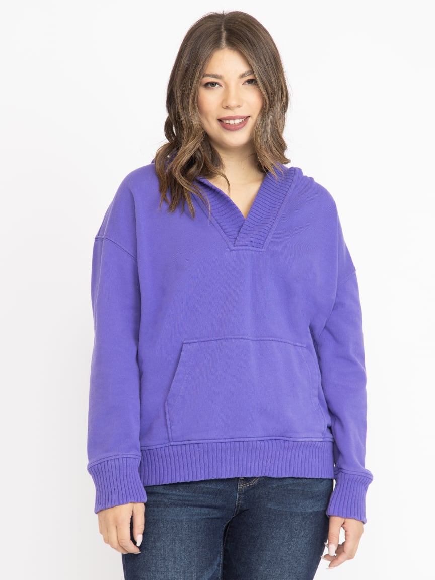 Women's V Neck Pop Hoodie