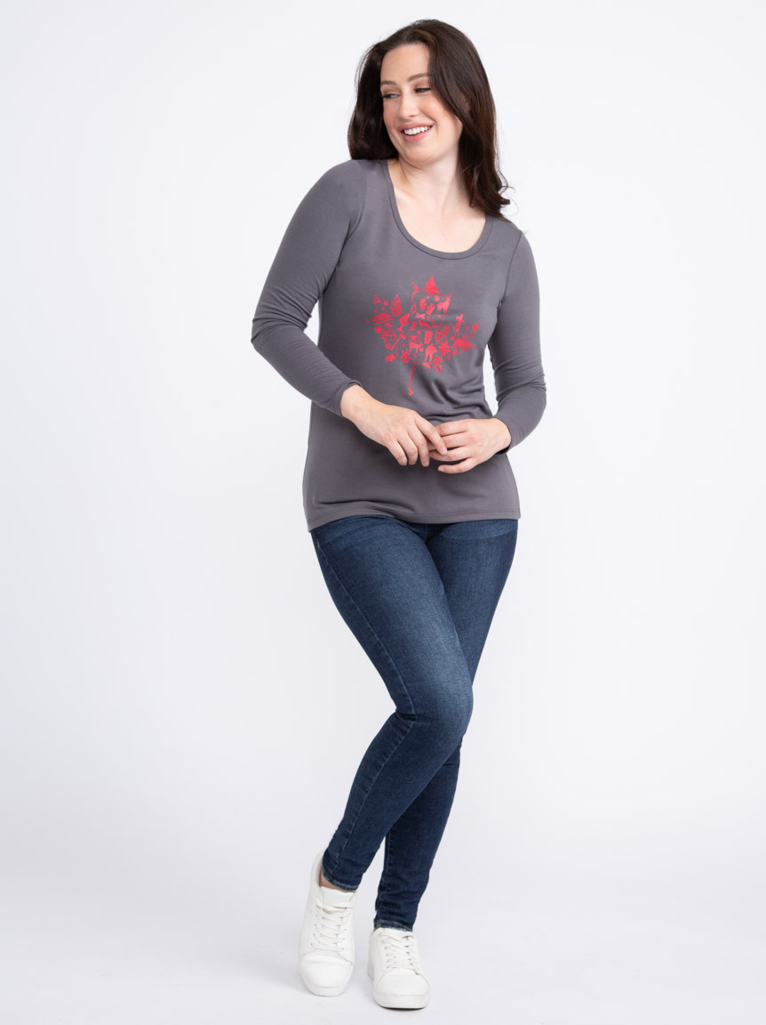 Women's Canadiana Leaf Long Sleeve Tee