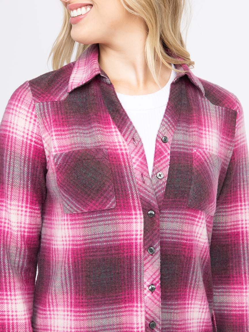 Women's Brushed Knit Plaid Tunic