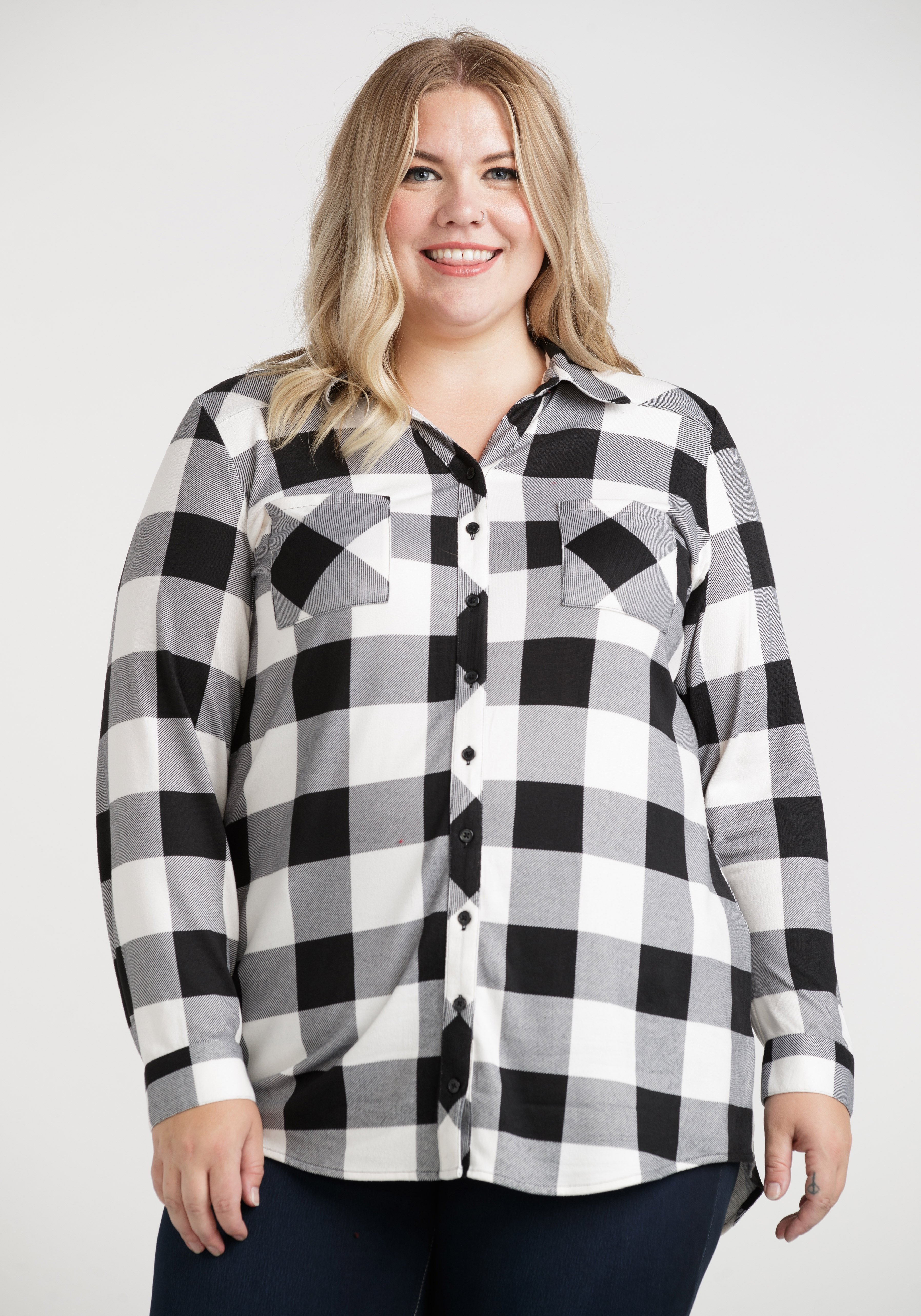 plus size buffalo plaid tunic