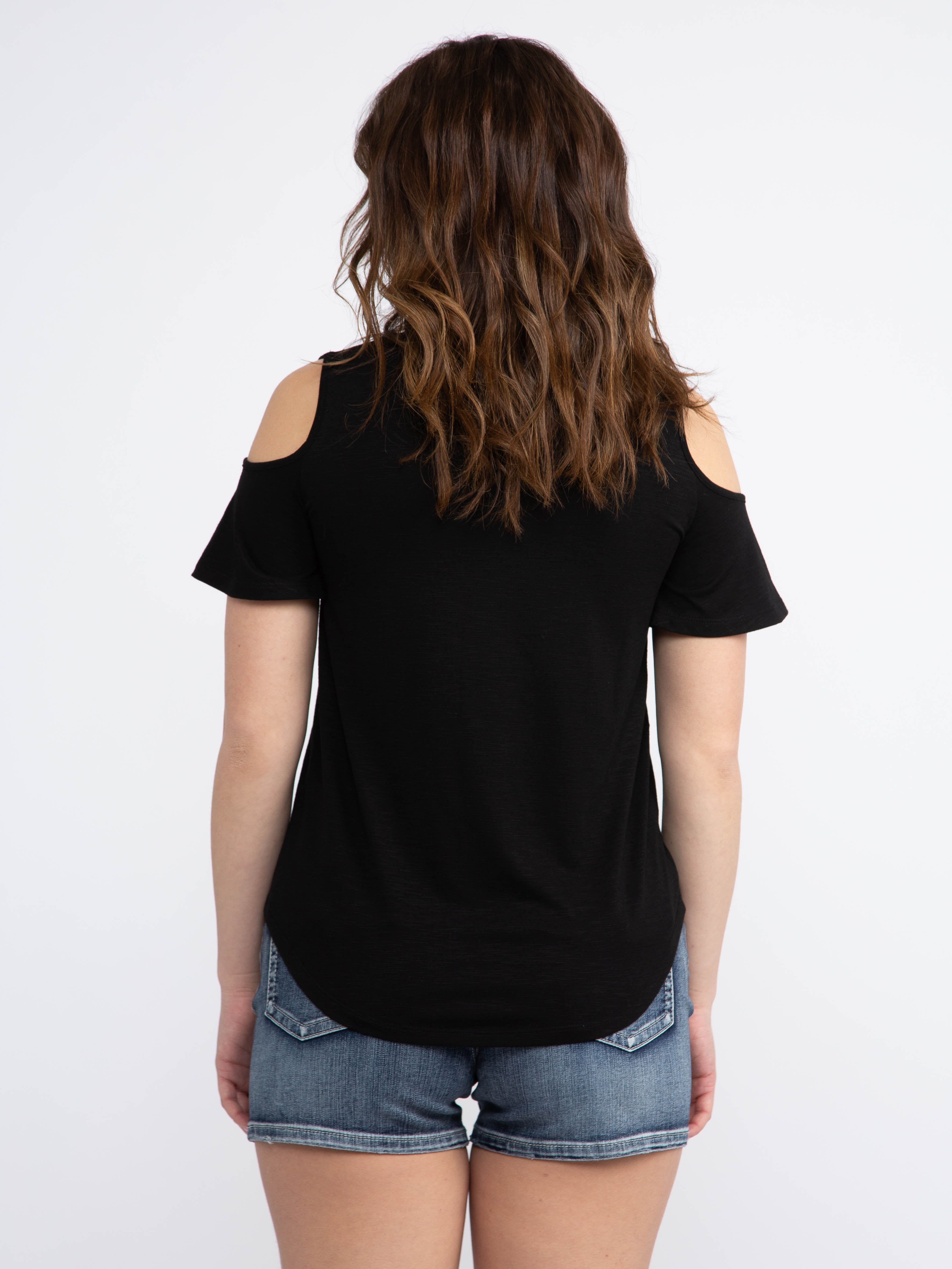 Women's V-Neck Cold Shoulder Tee