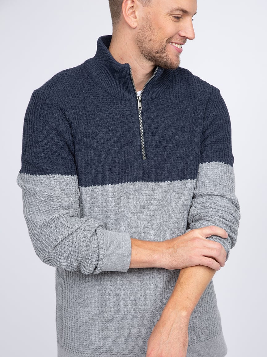 Men's Quarter Zip Colour Block Sweater