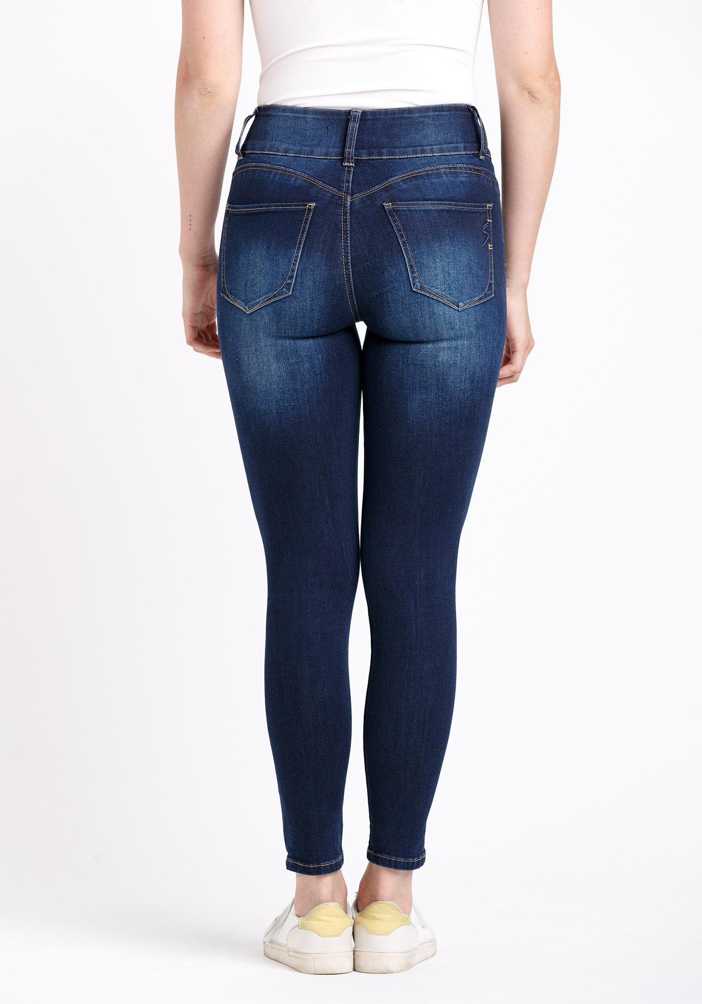 Women's Button High Rise Destroyed Skinny Jeans