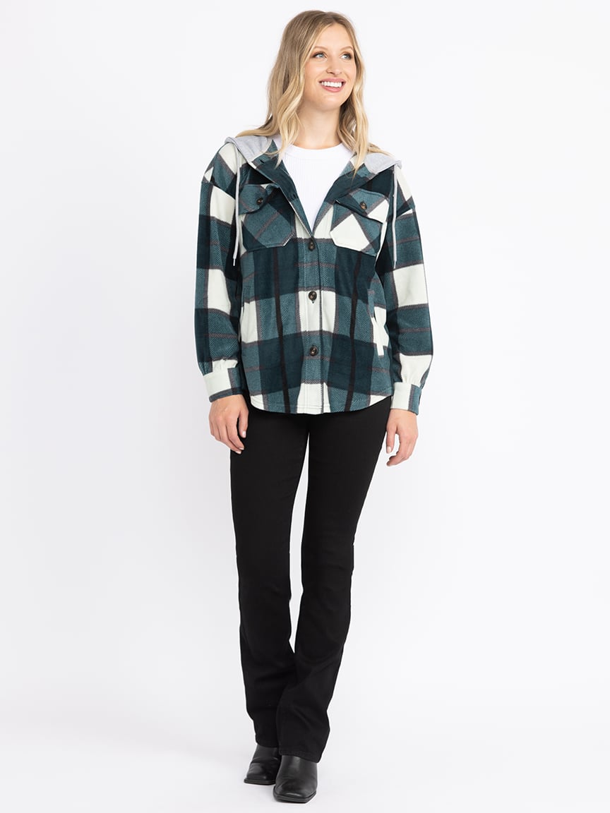 Womens Polar Fleece Plaid Shirt