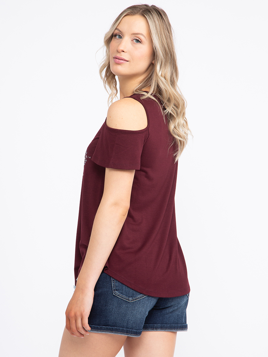 Women's Geometric Cold Shoulder Tee