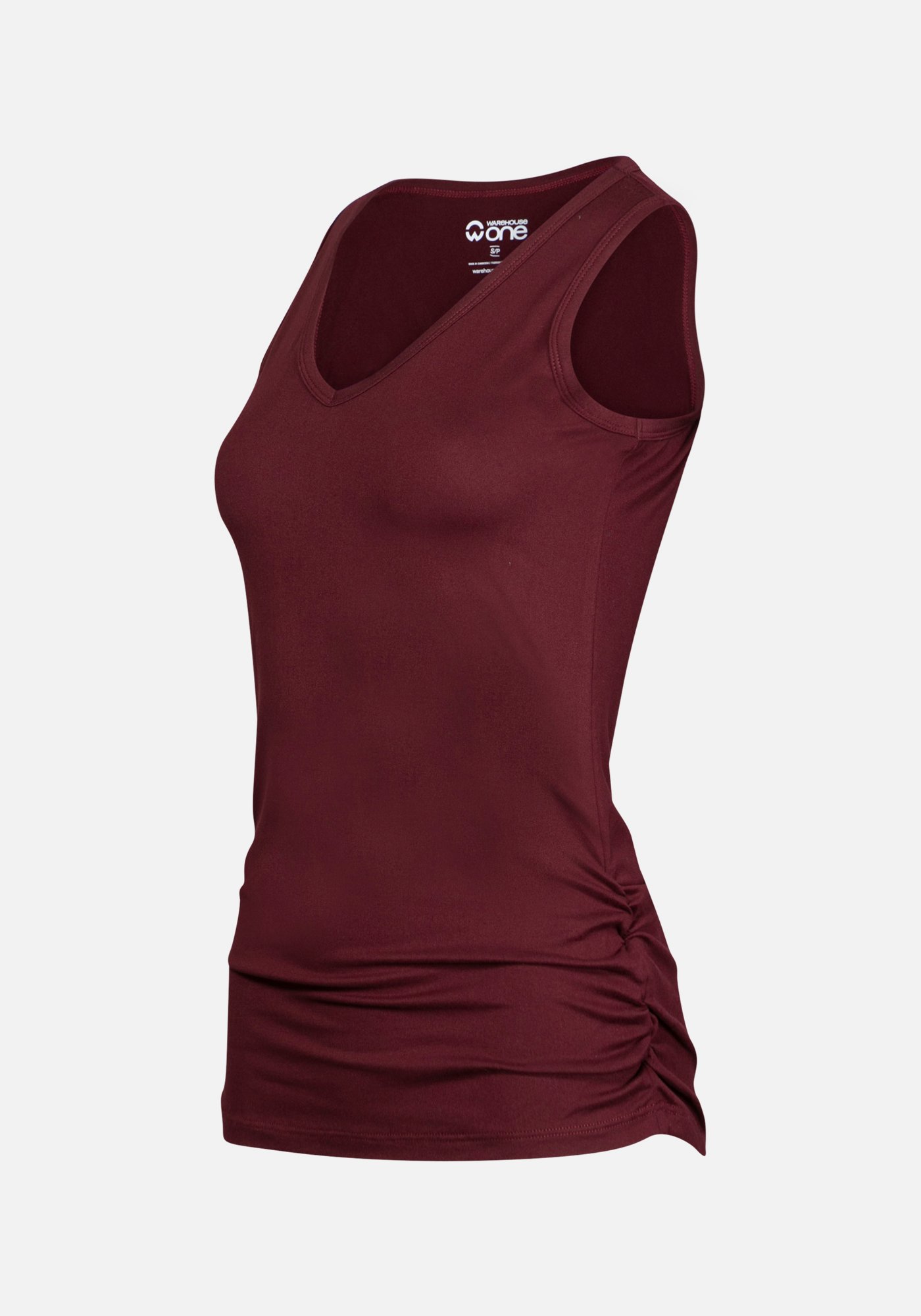 Women's V Neck Side Ruched Tank