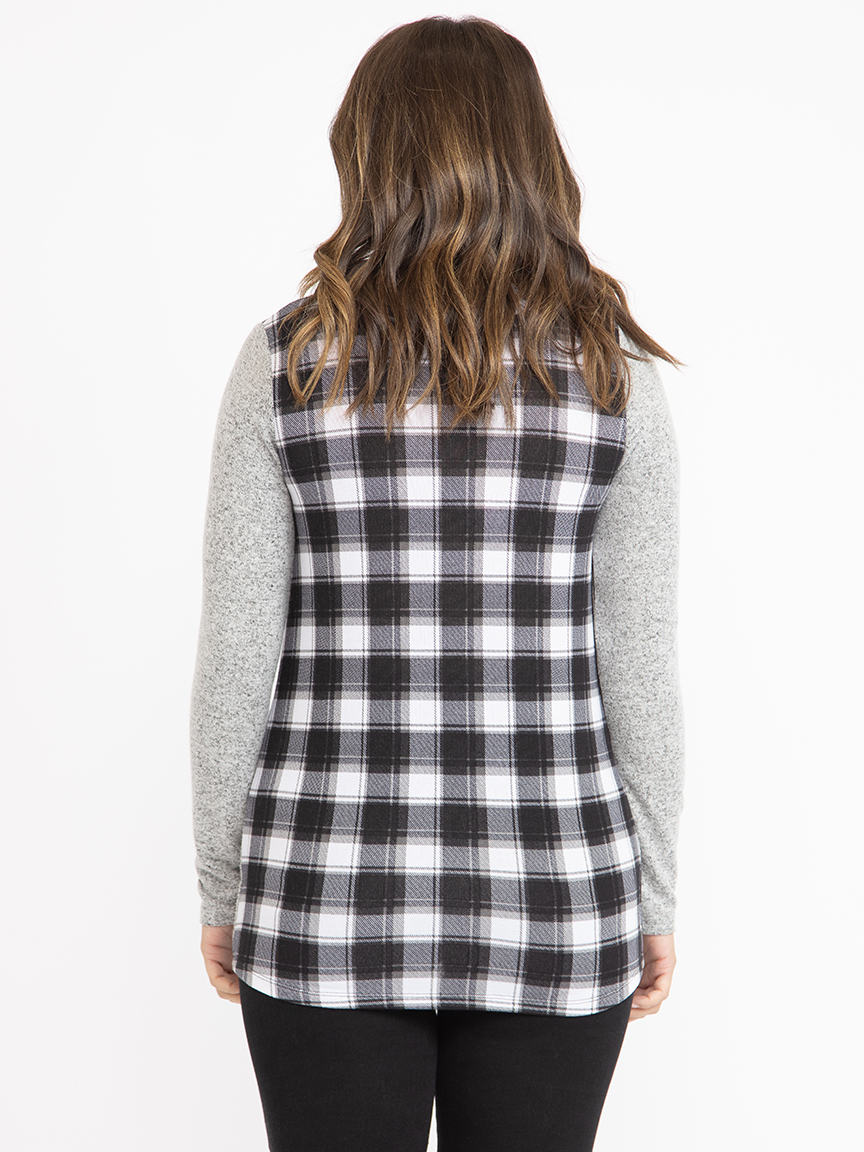 Women's Plaid Cowl Neck Tunic