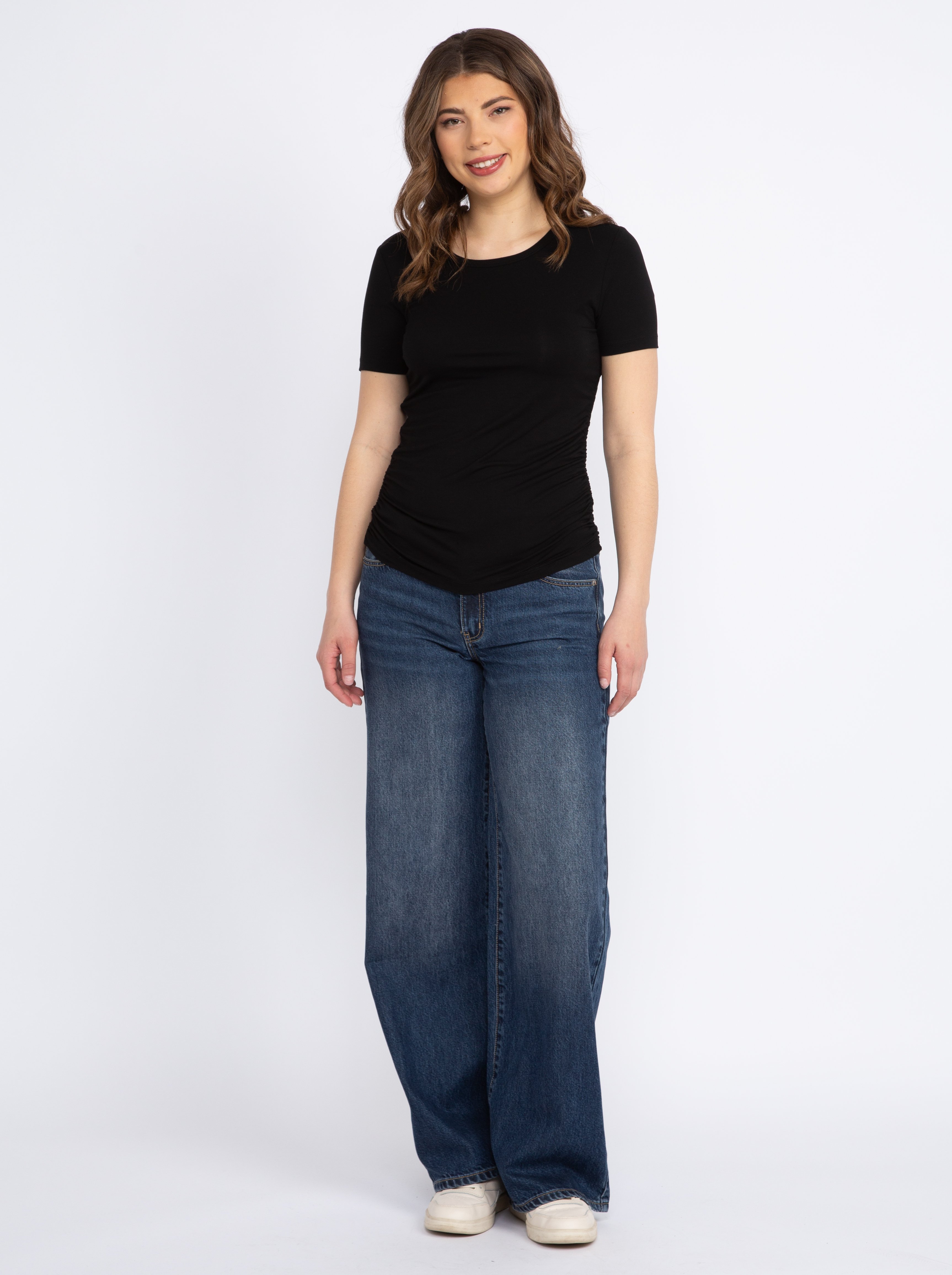 Women's Crew Neck Side Ruched Tee