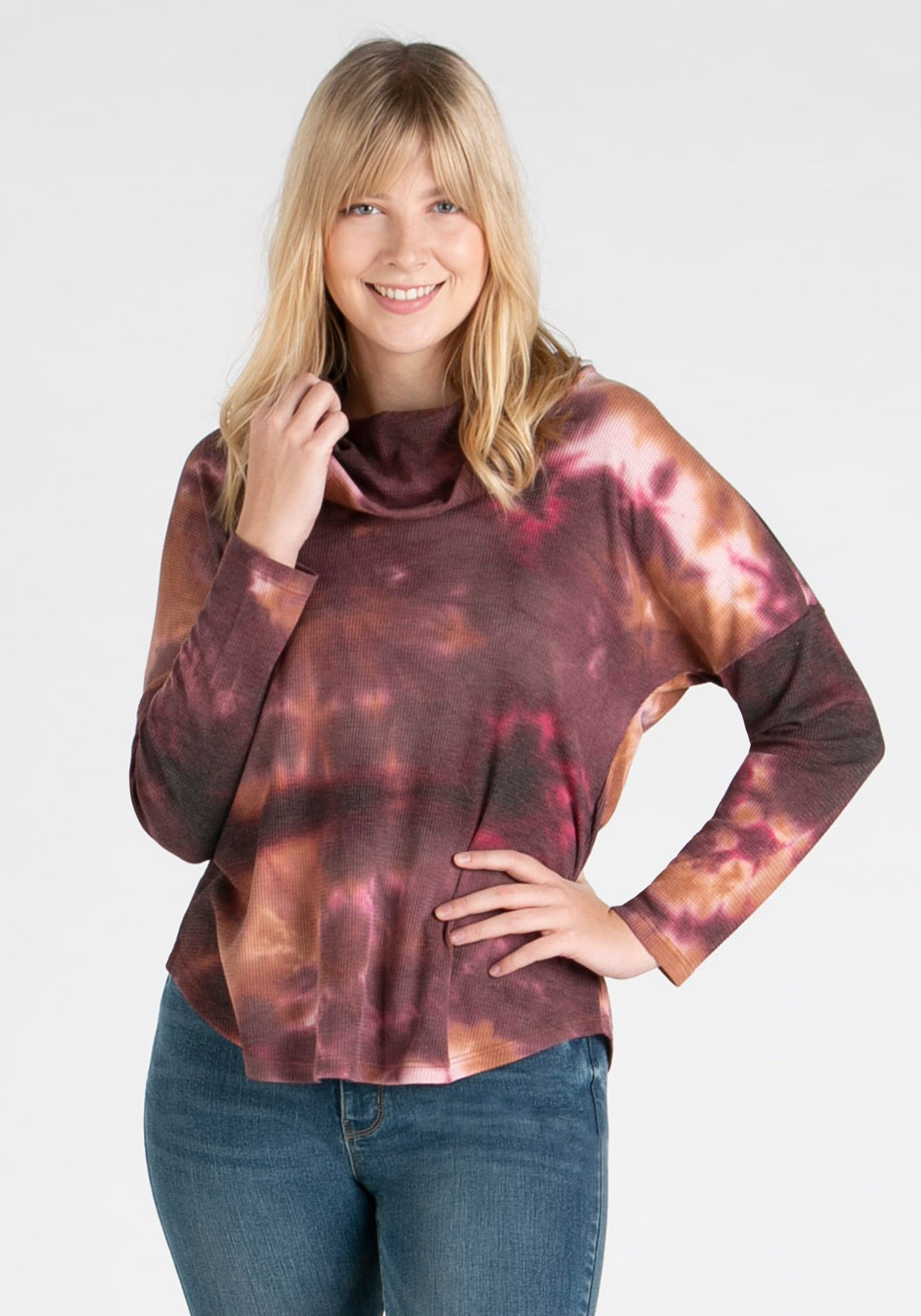 Women's Tie Dye Cowl Neck Top