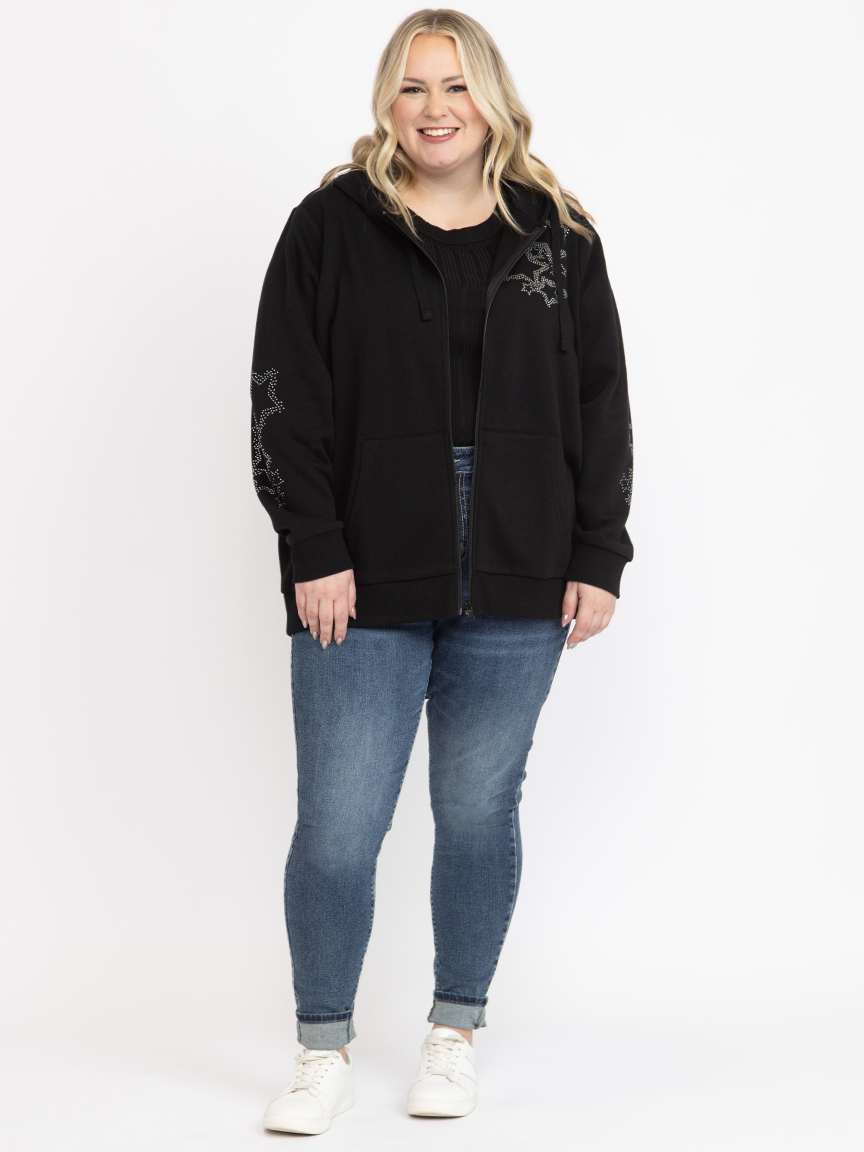 Women's Rinestone Zip Hoodie