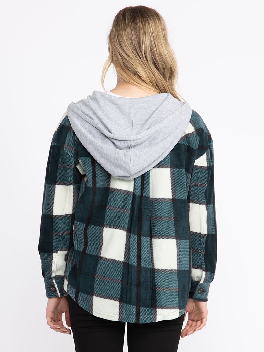 Womens Polar Fleece Plaid Shirt