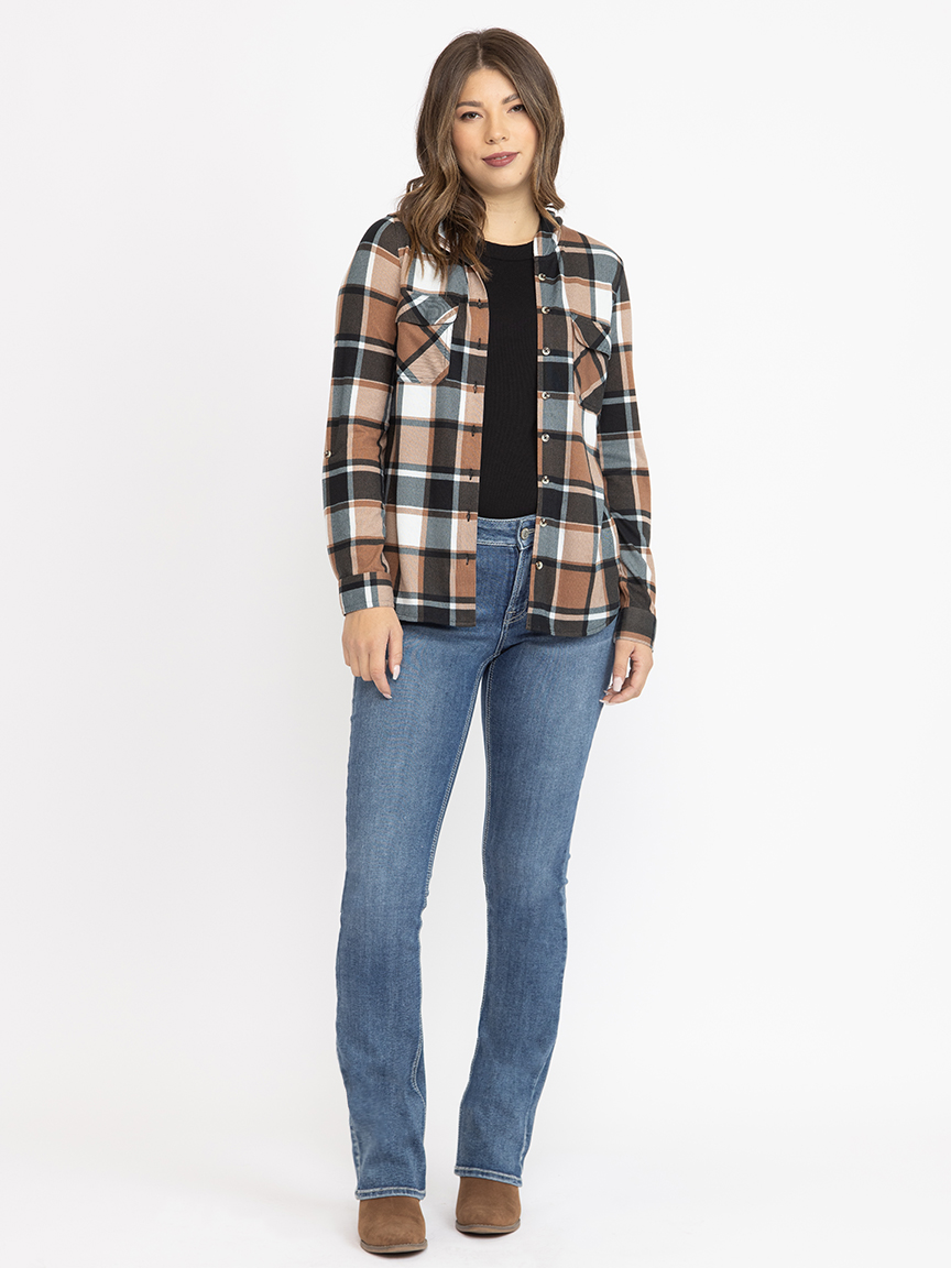 Women's Knit Plaid Hoodie