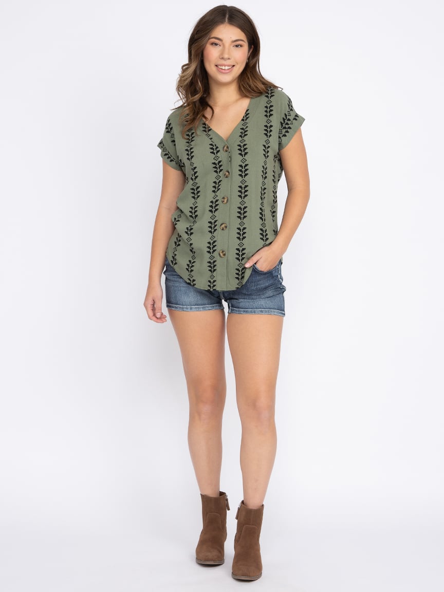 Women's Geo Button Front Top