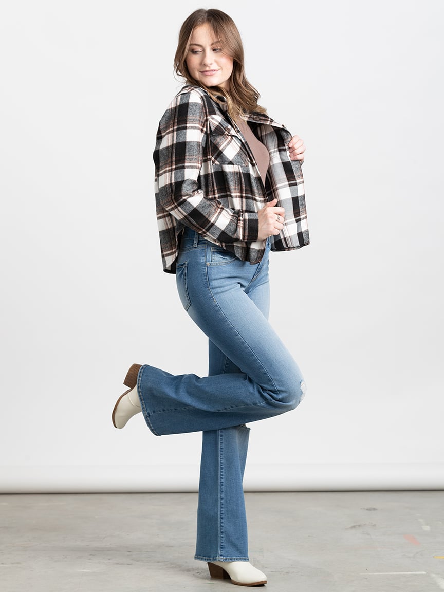 Women's Crop Plaid Shirt