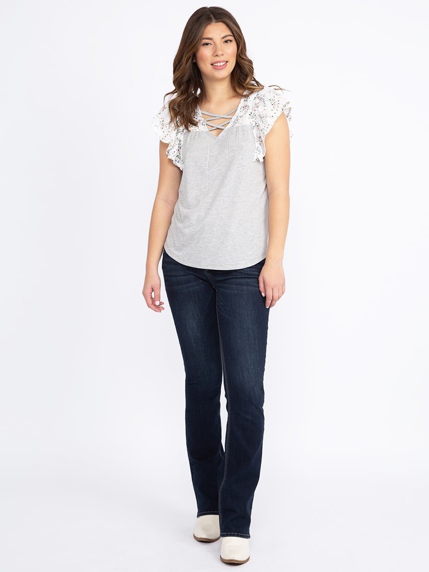 Women's Pieced Cross Neck Top