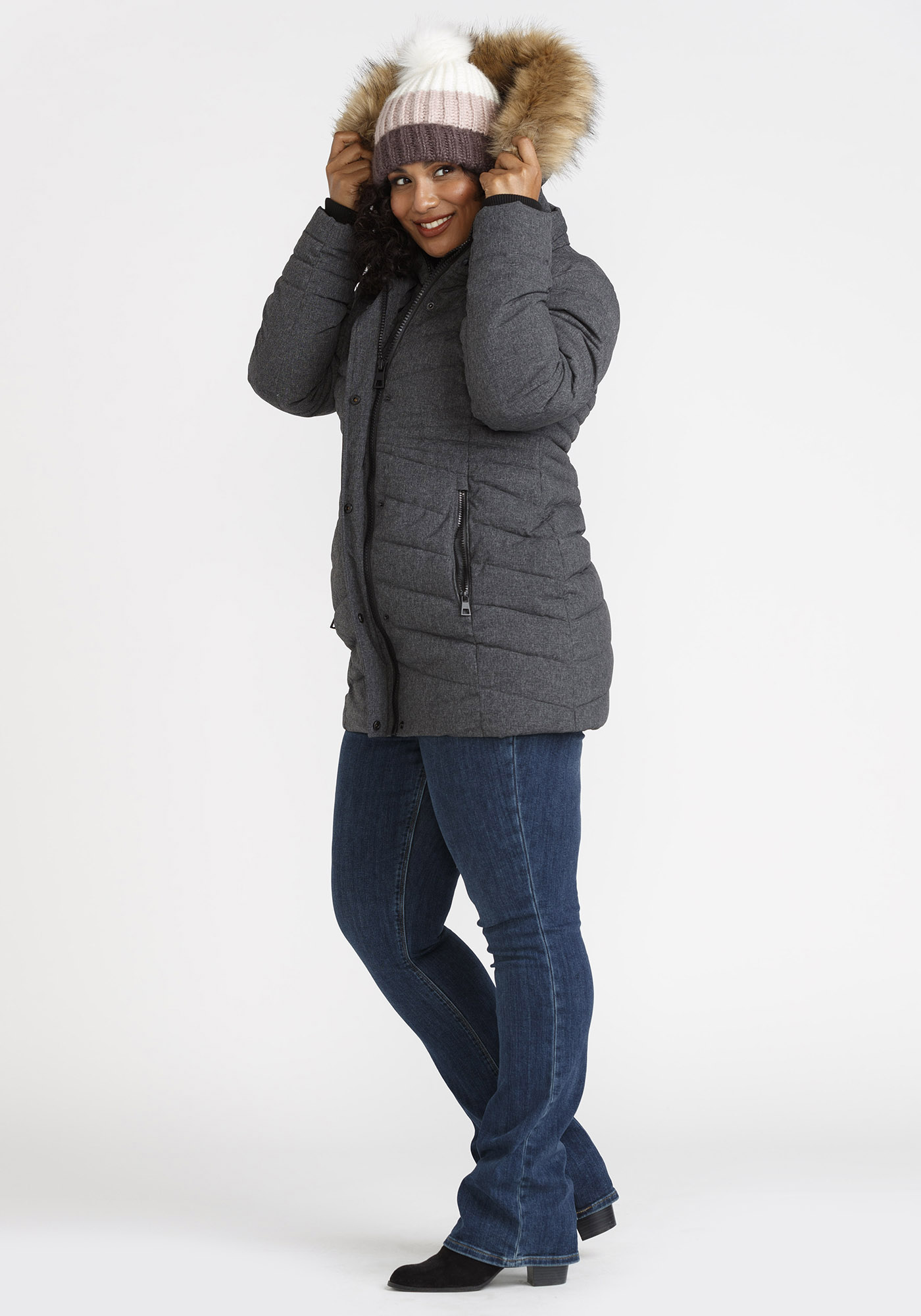 Women's Quilted Parka with Fooler