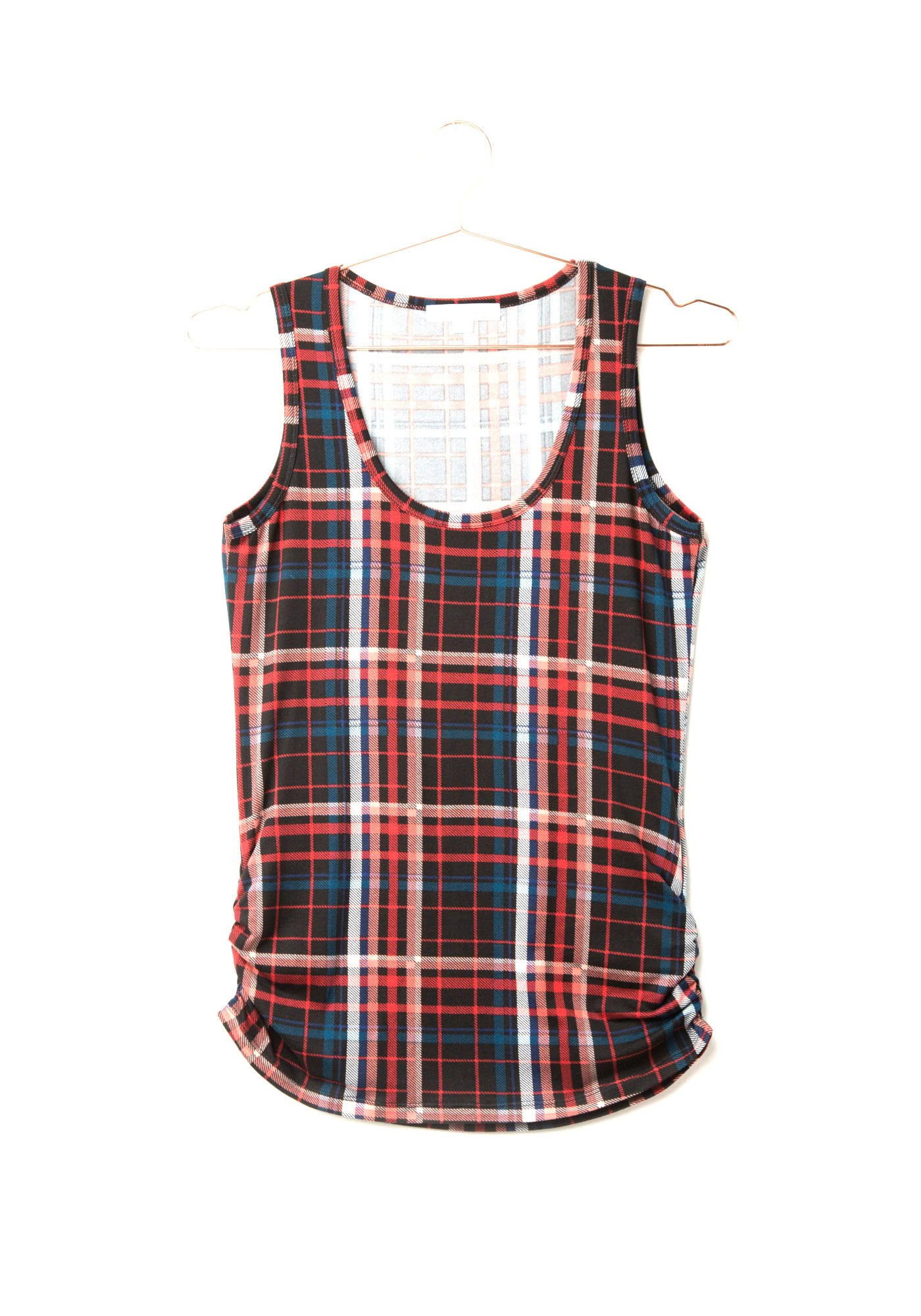 Women's Plaid Side Ruched Tank