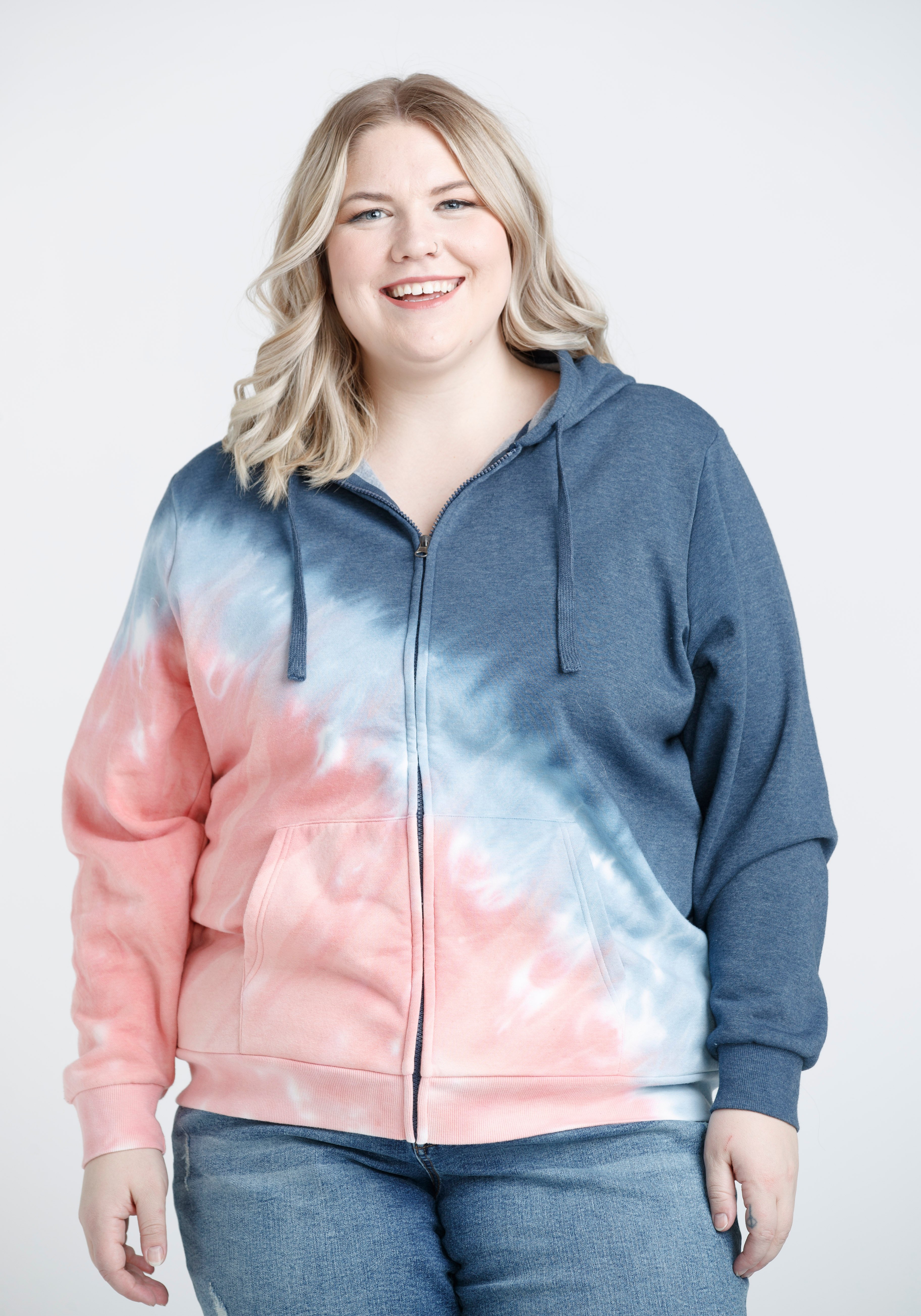 Women's Ombre Zip Front Hoodie