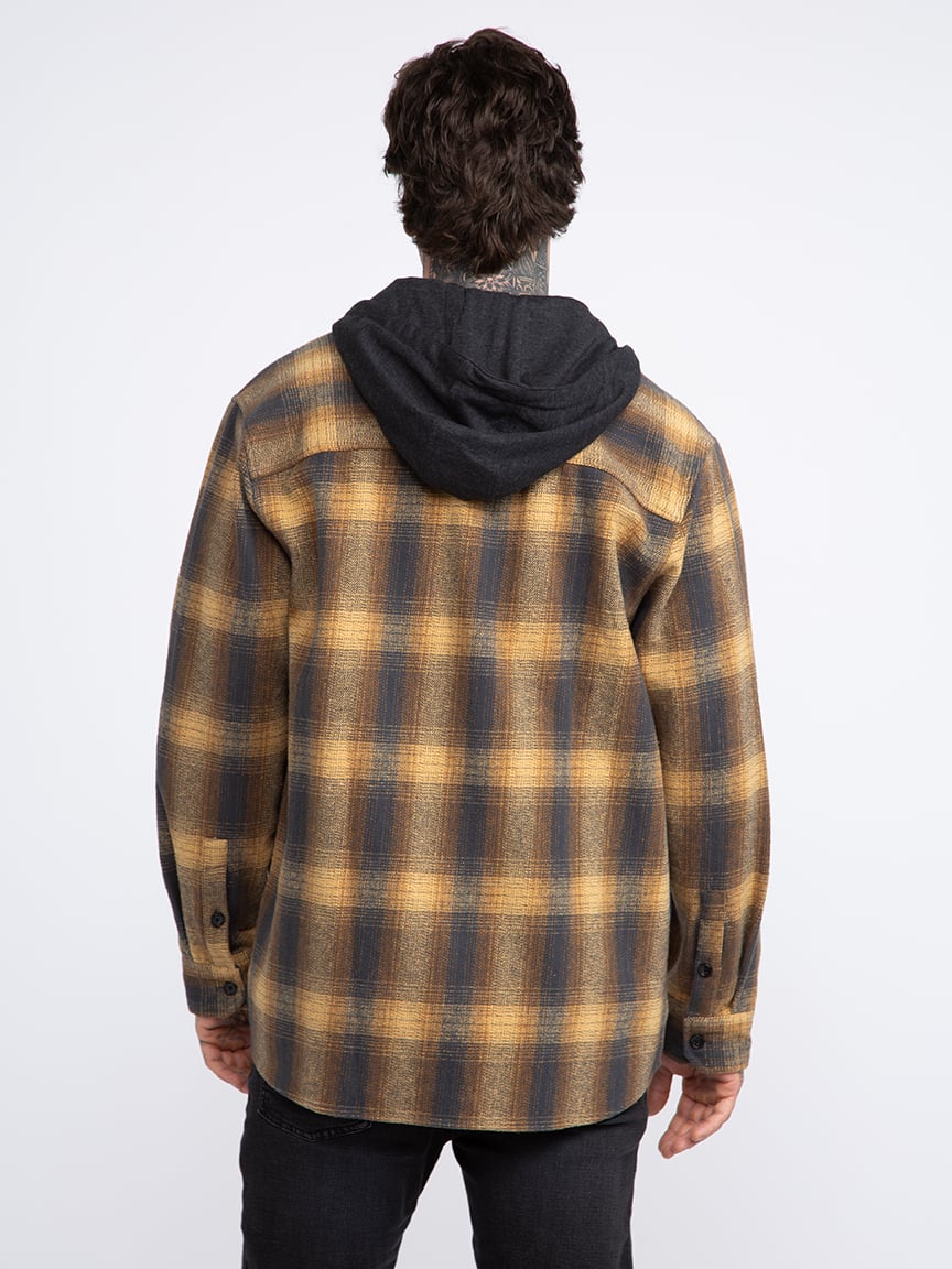 Men's Plaid Hooded Flannel Shirt