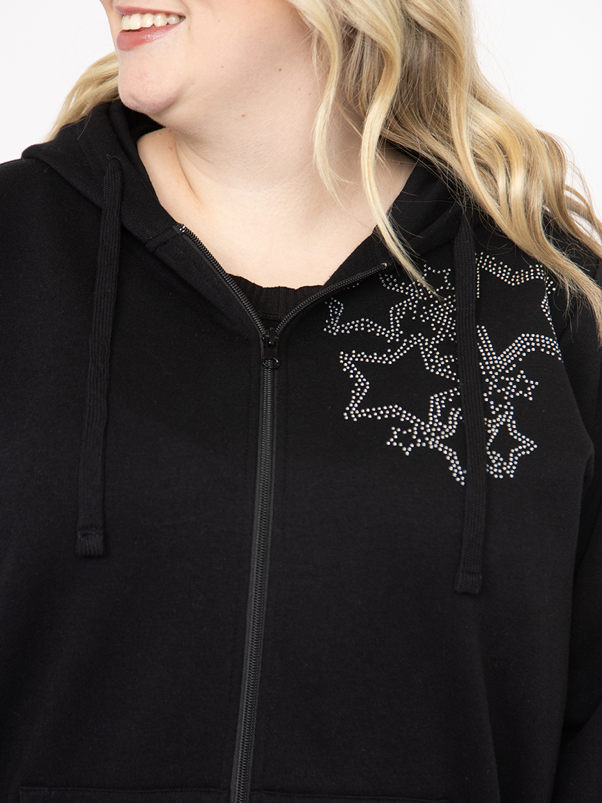 Women's Rinestone Zip Hoodie